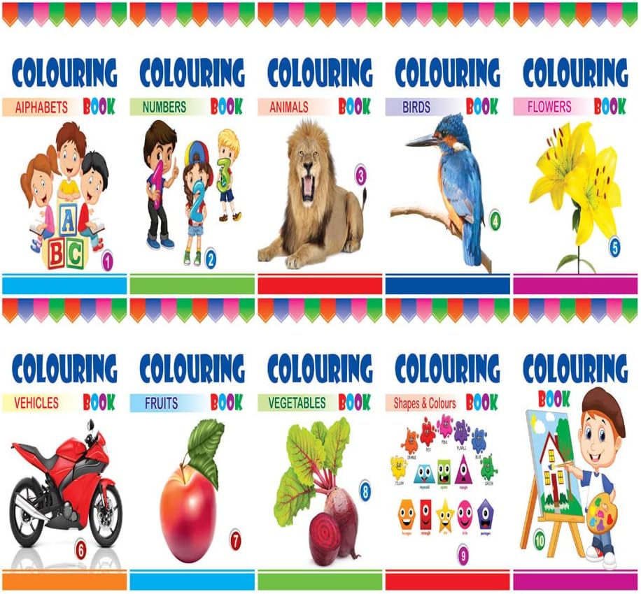 InIkao Little Colouring Book for kids ; Pack of 10 Coloring Books set for Travel and gift