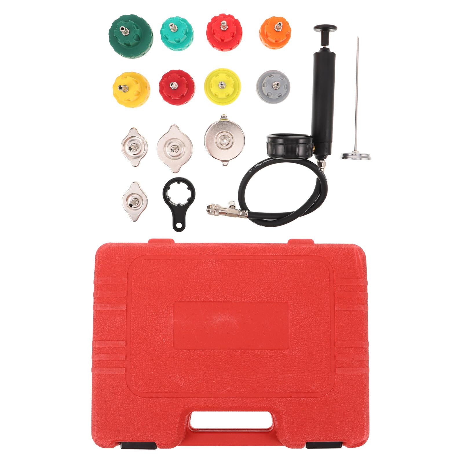 CALLARON Kit Tester di Pressione Radiatore in Metallo e Plastica per Sistemi di Raffreddamento Auto, Resistente ad Alte Pressioni, per Professionisti e Appassionati