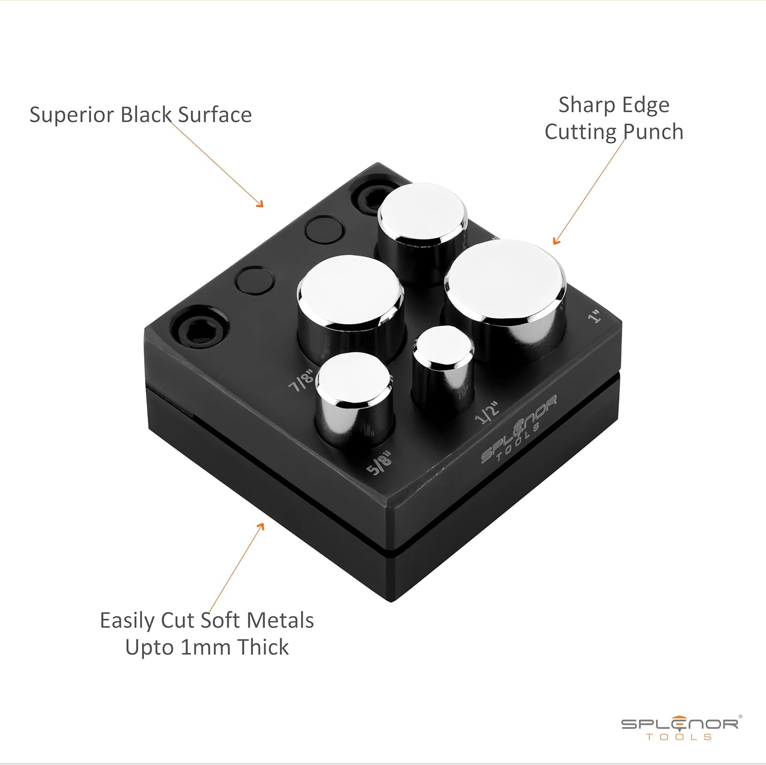 Splenor Tools 5 Round Punch Disc Cutter - for Jewelry Making - Metal Working & Cutting Tool - Size ½ to 1"