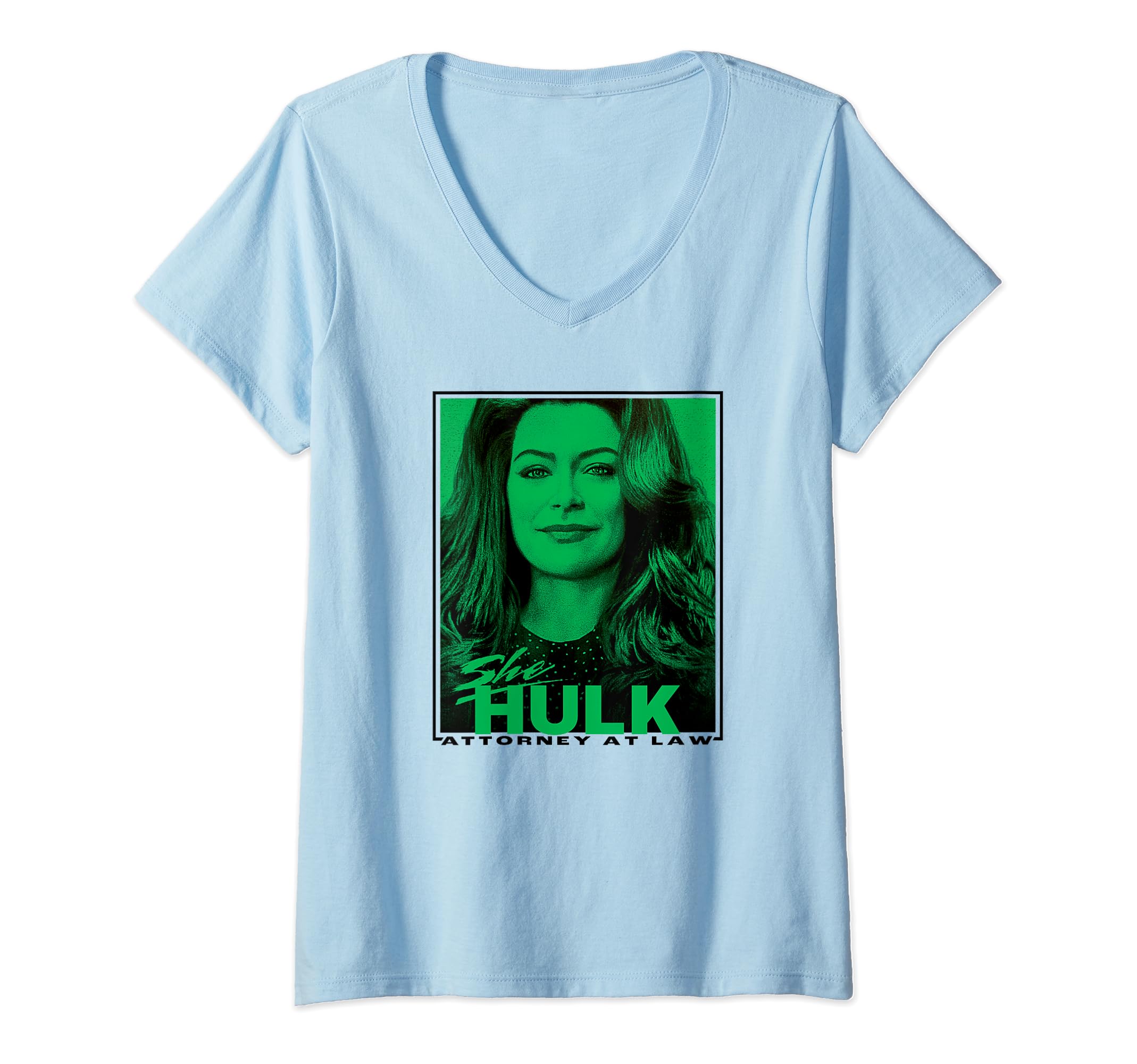 T-shirt She-Hulk Marvel col V doté d'une impression graphique logo haute définition - 2