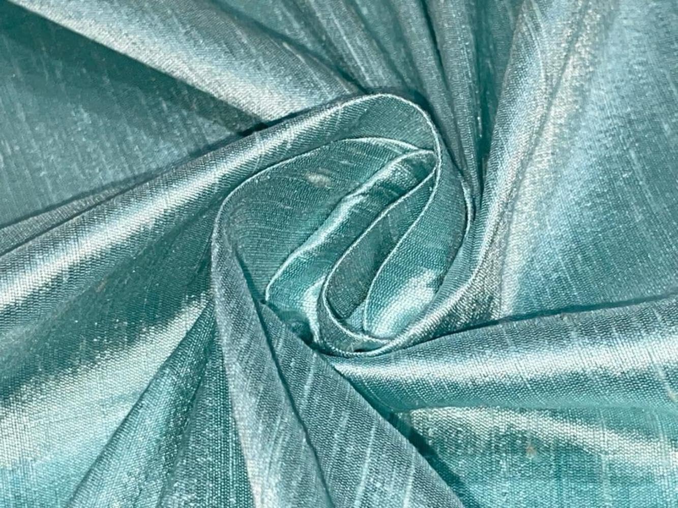 100% Pure Silk Dupioni Fabric OCCEAN Blue Color 54" Wide with SLUBS MM122[1] Silks