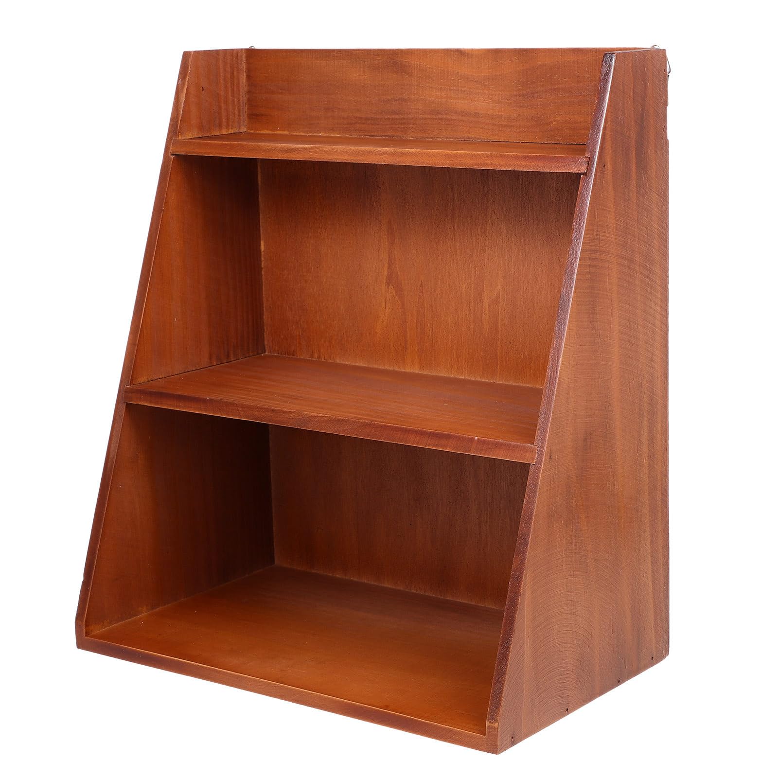 Étagère de rangement en bois marron à plusieurs niveaux pour organisation de maison