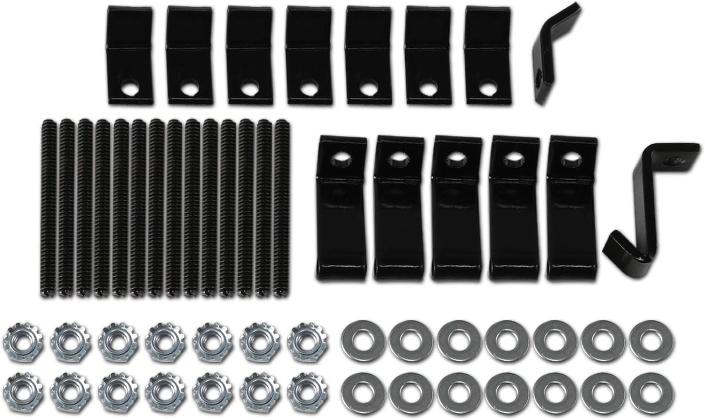 Spec-D Tuning Black Textured Rivet Style Upper Front Hood Grille Insert Compatible with 2009-2014 Ford F150