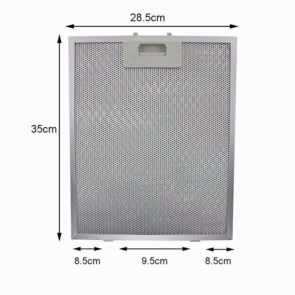Filtro de grasa de metal para campana extractora, universal, 350 x 285 x 9 mm, filtro de grasa de 5 capas (paquete de 4)