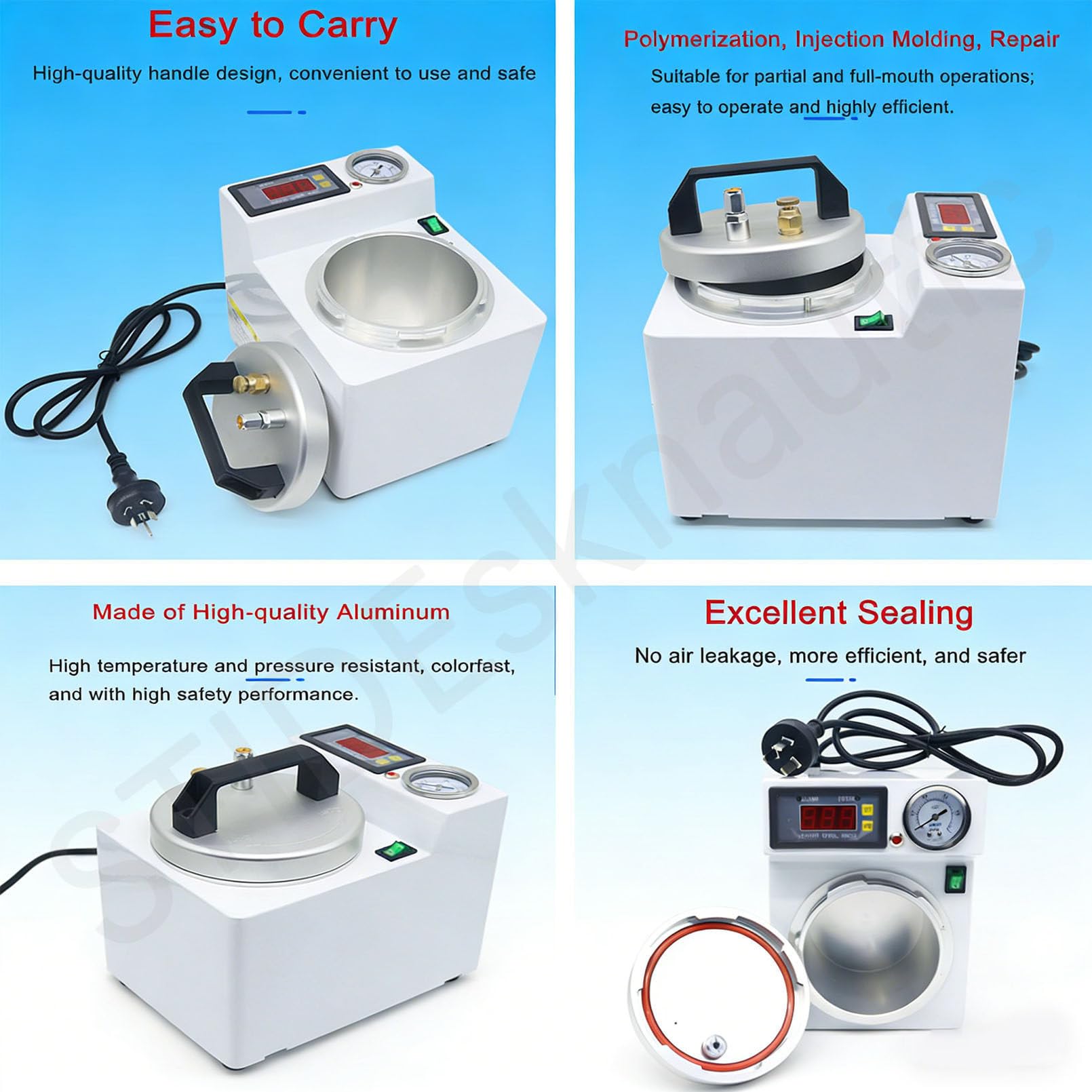 Máquina de polimerización a presión dental, dispositivo digital automático de 65 W para restauración de implantes y reparación de prótesis dentales con bomba de aire