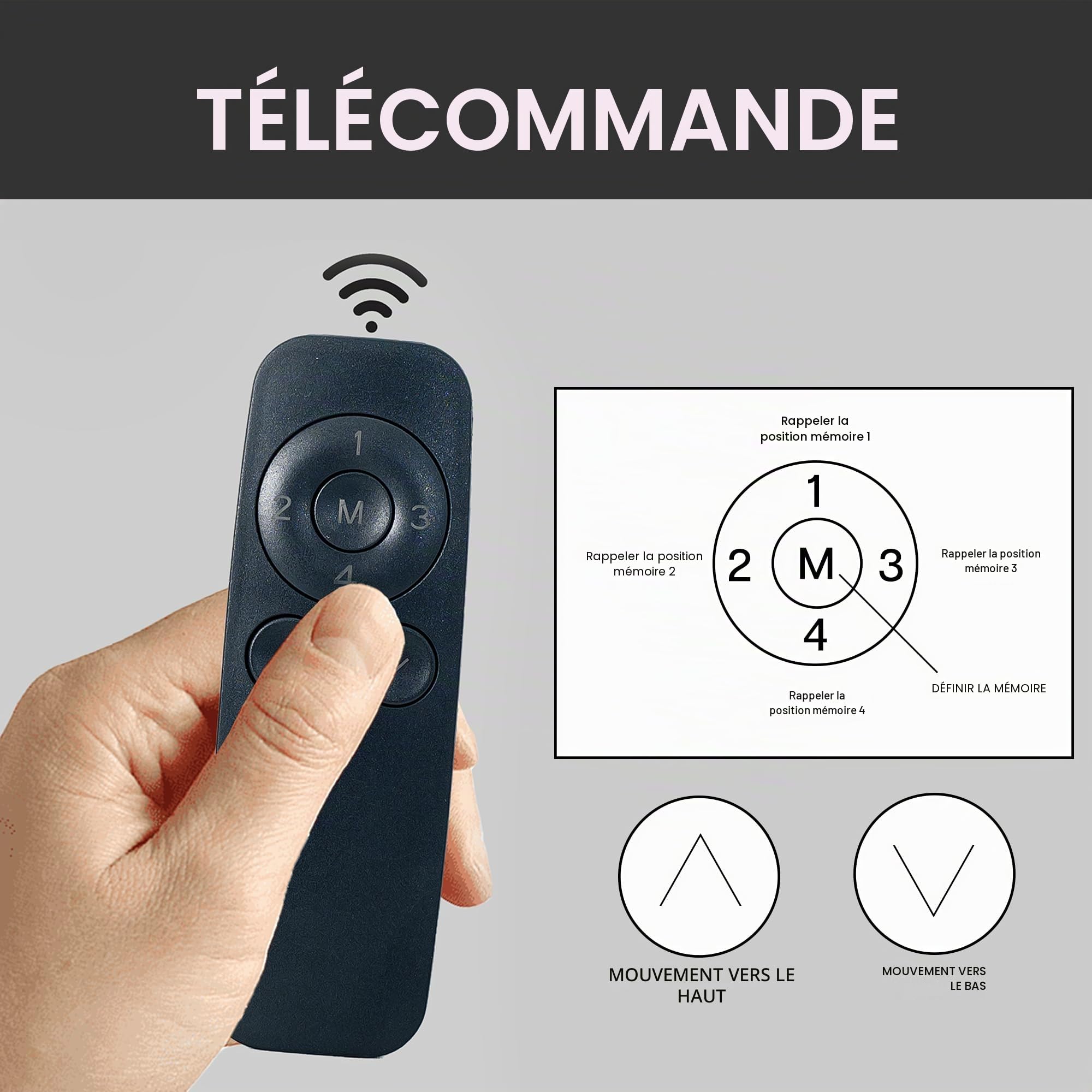 VIVO MOUNT-E-UP65A Support TV motorisé pour écrans de 32 à 65 pouces, support de télévision à levage vertical avec télécommande, support compact pour TV