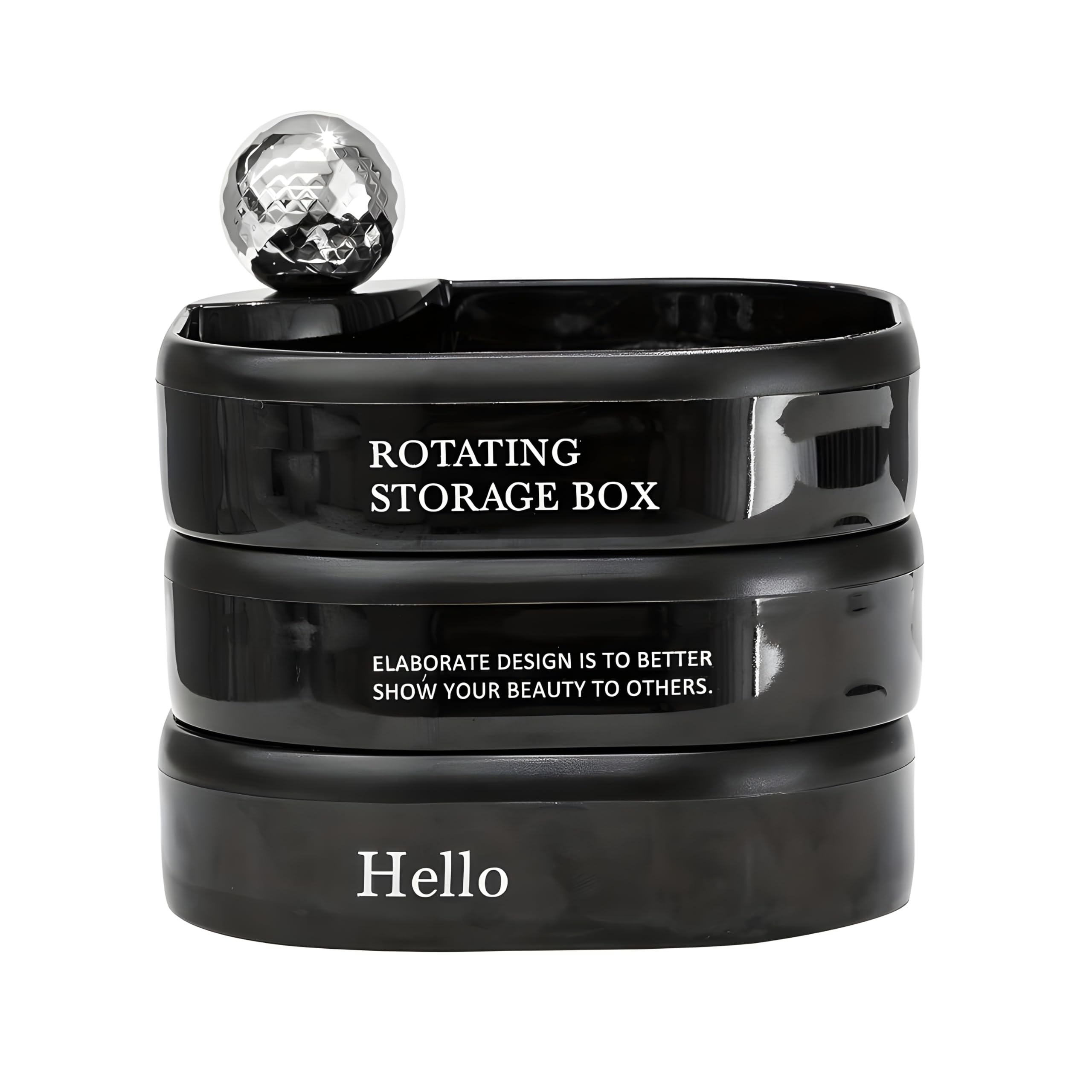 XVersion Rotating Jewelry Storage Box Creative Jewelry Box Organizer, Earrings Organizer, Home Decor, Desk Organizer Jewelry Trays Box (Classic Black)