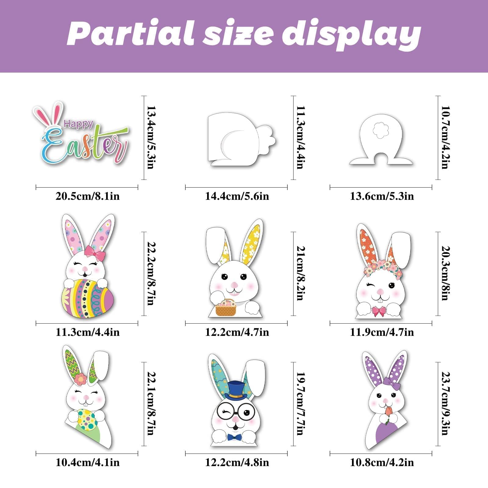 Tsathoggua 9 Sheets Easter Window Stickers, Easter Bunny Window Stickers, Happy Easter Stickers with Rabbit, Eggs, Carrot - Image 2