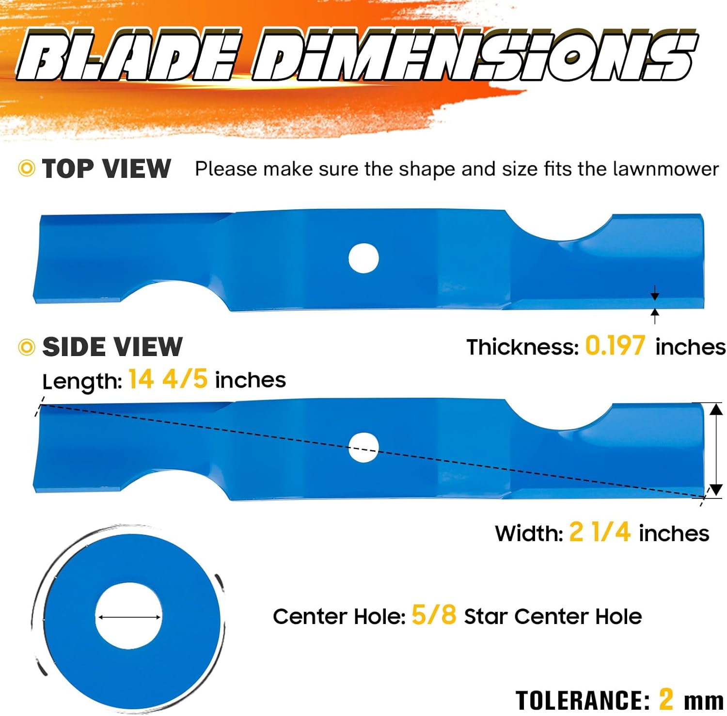 42" Notched High Lift Mower Blades for 04265400 Ariens 915159 915171 Zoom Zero Turn Mower, Gravely Gravely ZT Zero Turn 04265400 915148 42 inch Deck Lawn Mower Blades, Blue