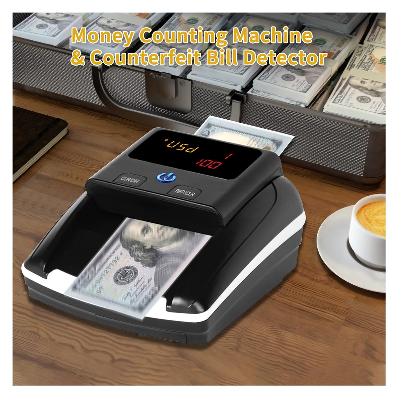 Contador de dinero, Mini contador de dinero portátil, detector billetes por infrarrojos, detección automática