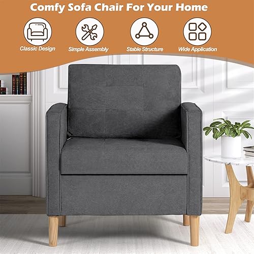 Miniatura 6 de STHOUYN Silla de dormitorio moderna y cómoda de mediados de siglo para adultos, silla de lectura para sala de estar, oficina, adecuada para espacios