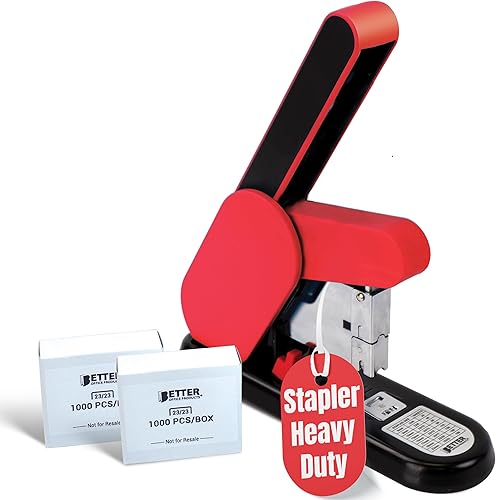 Miniatura 7 de Engrapadora moderna resistente, palanca sin esfuerzo, capacidad de 190 hojas, 2,000 grapas resistentes incluidas, grapadora de escritorio, grapadora