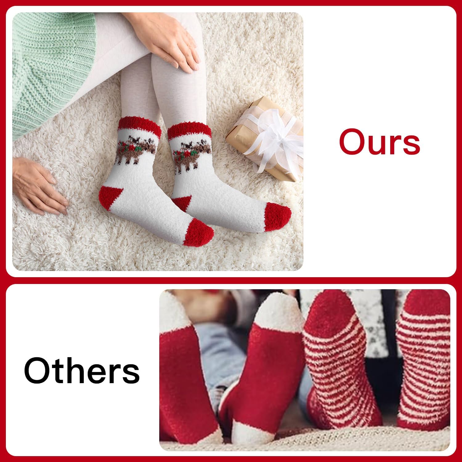 Christmas Socks - 6 Pairs Adult Fuzzy Holiday Socks for Warm Winter - Image 6