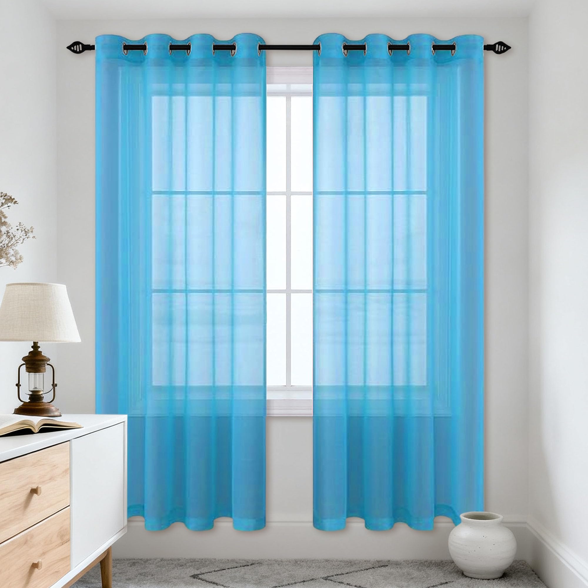Rideaux voilages oeillets pour fenêtre moderne de salon et chambre