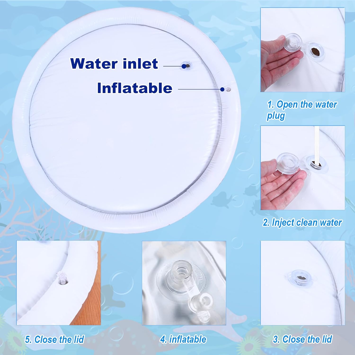 Medium Tummy Time Water Mat for Babies, L Baby Water Play Mat, Infant Water Sensory Baby Tummy Time Play Mat for 3 6 9 12 Months Toddlers (23in M) image 6 of 7 B0F13HGMBG