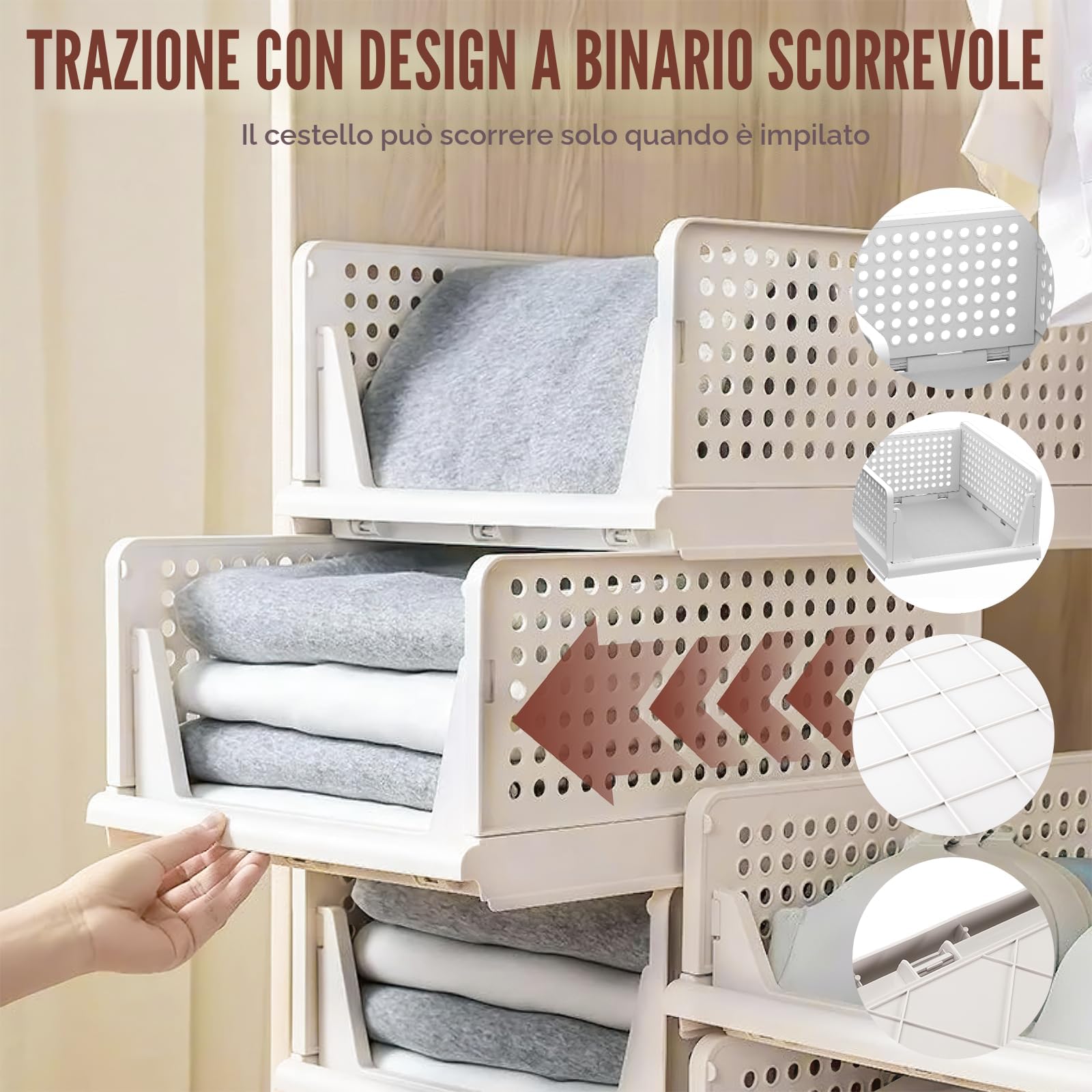 5pcs Organizer Armadio Cassettiere,Scatole Pieghevoli per Guardaroba