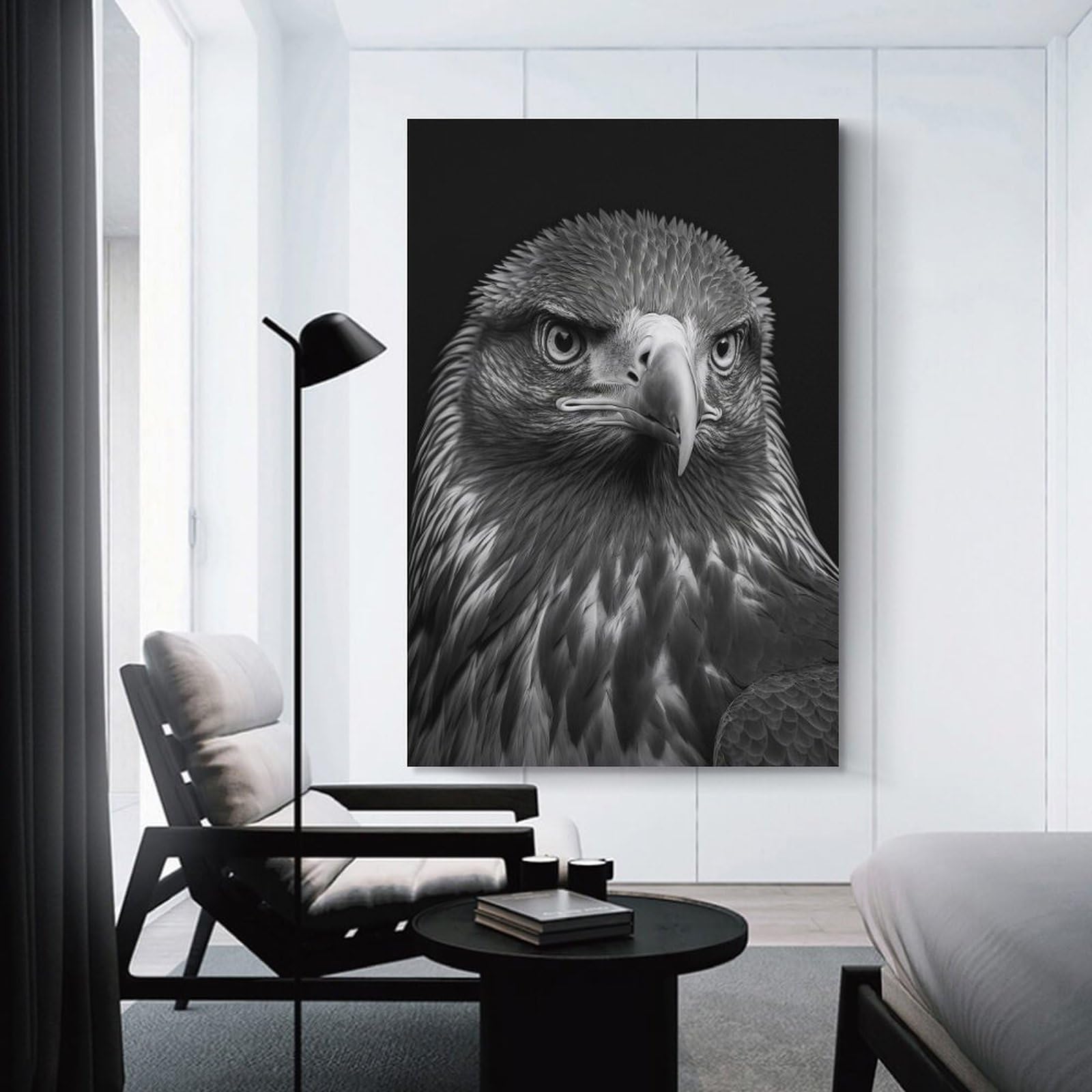 Junmoney Portrait of An Eagle Canvas Wall Decor 24x36inch(60x90cm), for Entrance Walls, Hall Decor Or Foyers, Wall Decor to Refresh Empty Corners