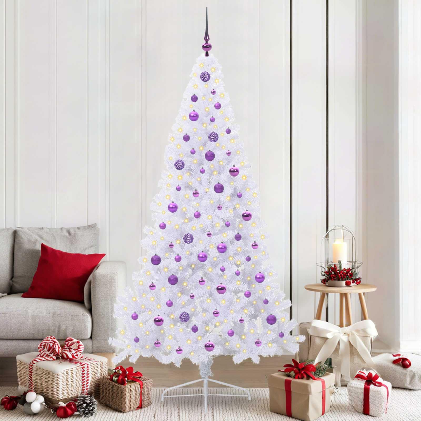 Árbol de Navidad artificial de 210 cm con estructura de acero y denso ramaje de PVC
