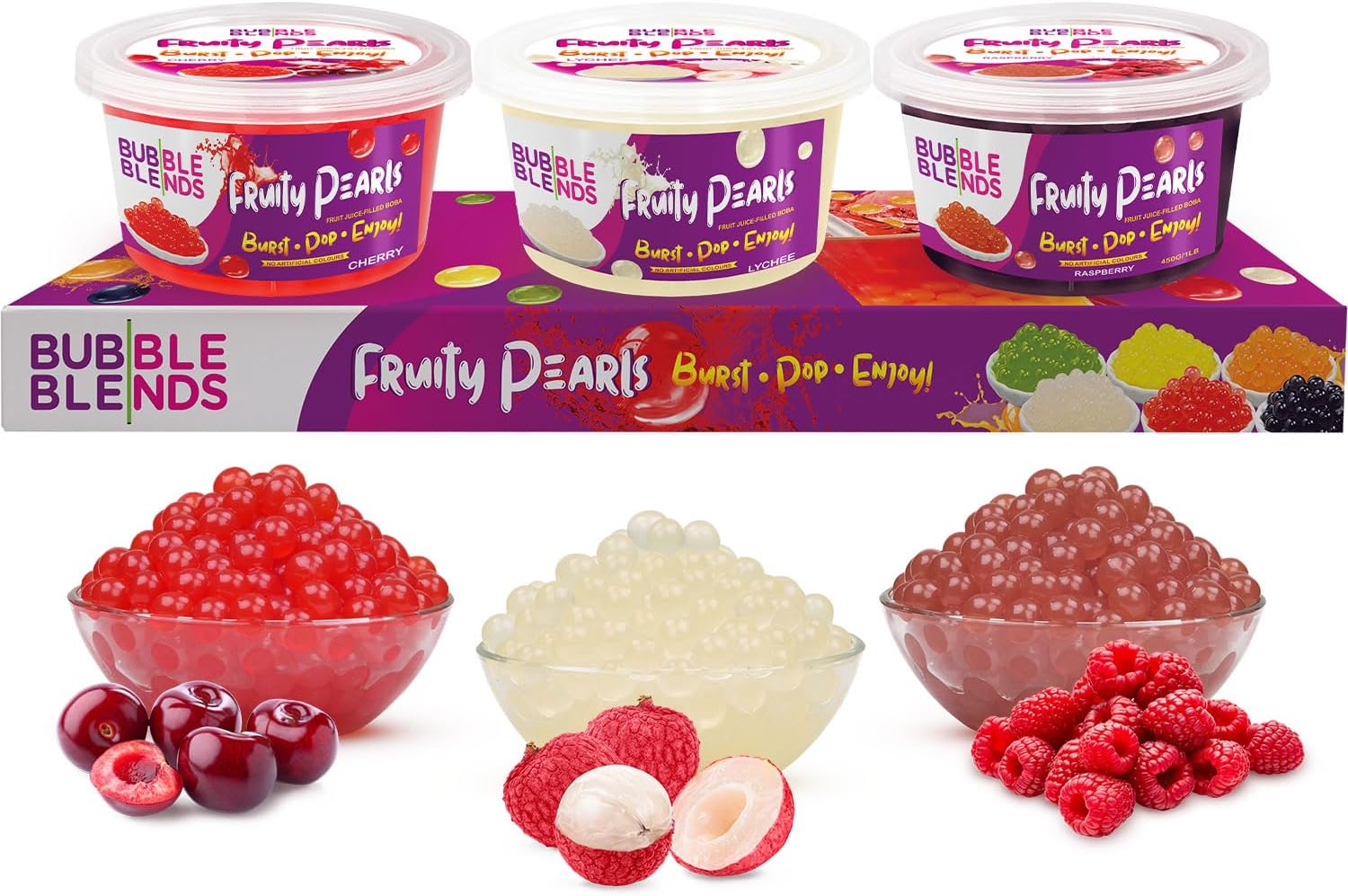 3 Flavors Popping Boba Pearls Bursting Tea Balls Drink
