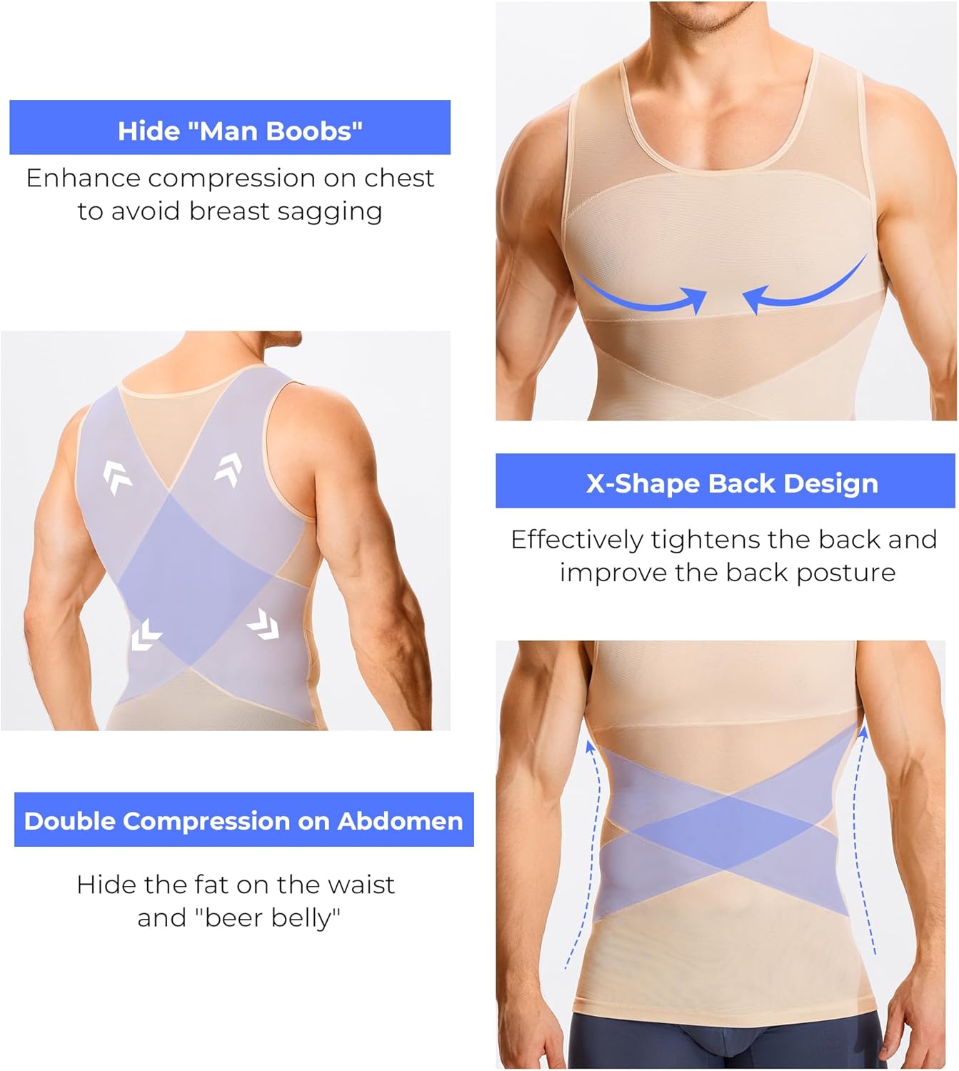 TAILONG Men's Compression Shirt for Body Shaper Slimming Vest Tight Tummy Underwear Tank Top - Image 2