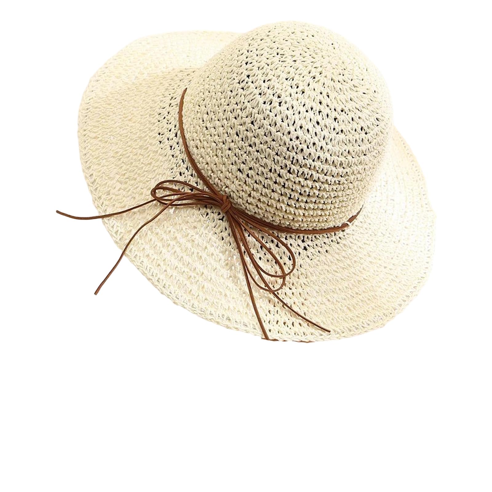 LCUVIMPEX Bucket Hats， Womens Straw Sun Hat Wide Brim Bow Detail Multicolor Multiple Sizes(White)
