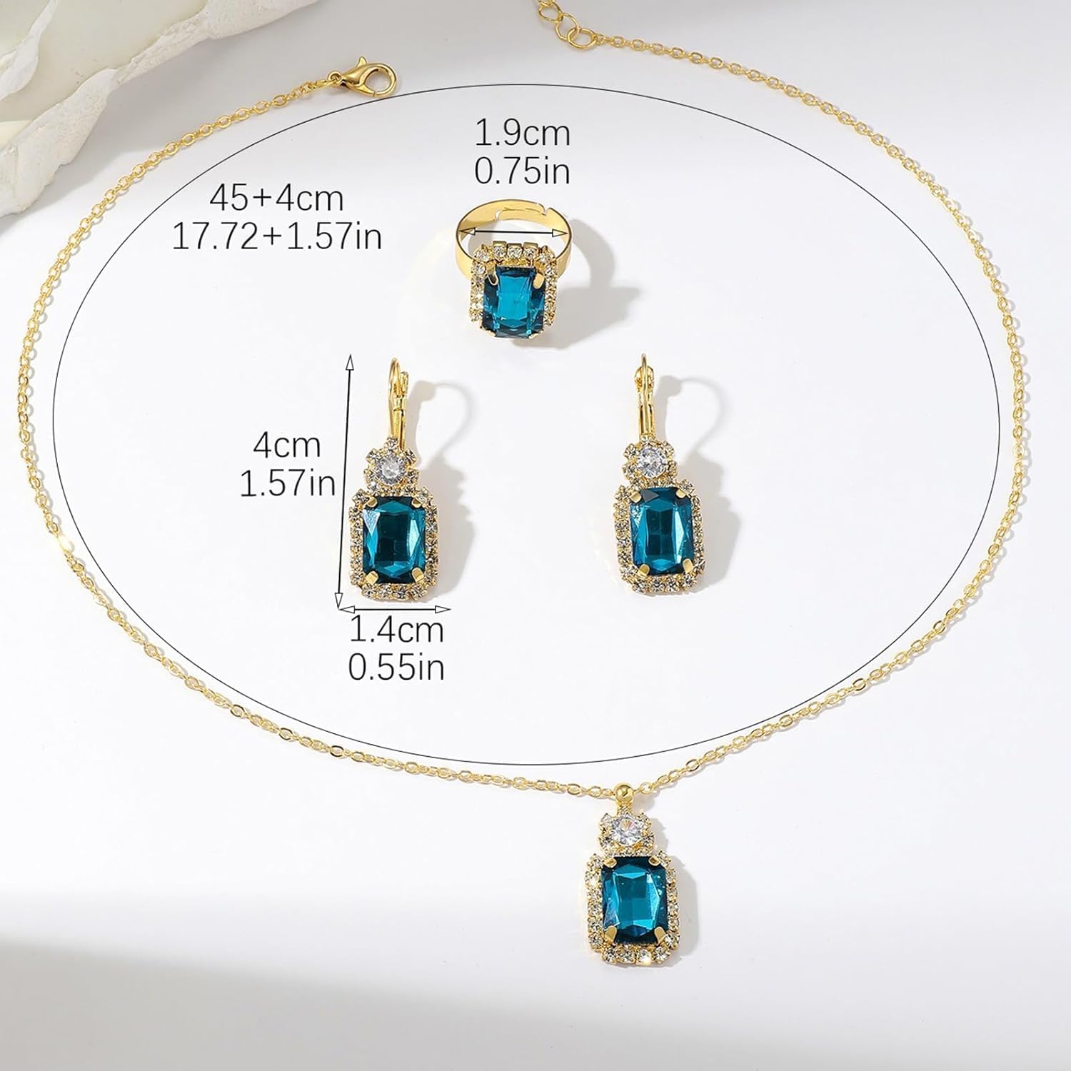 Harry and Henry Blue Jewelry Sets for Women Rhinestone Necklace Earrings Set for Wedding Jewelry Sets Statement Necklace for Brides Wedding Dangle Earrings - Image 6