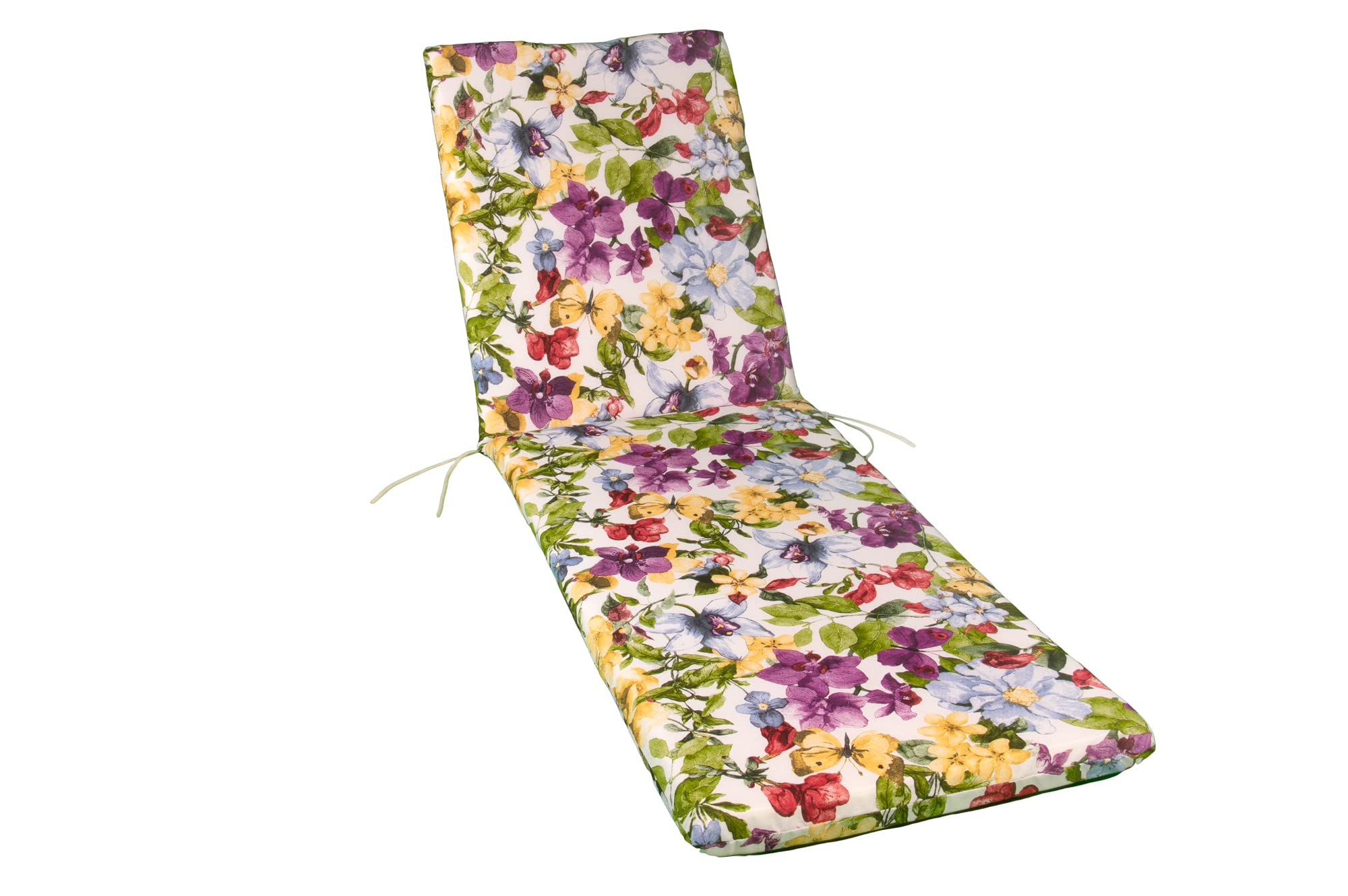 GHIOCUSCINI | Cuscino per Lettino Prendisole, Fantasia PRIMAVERA, Tessuto Cotone/Poliestere, Sfoderabile, 73 + 110 x 57 cm, Alto 6 cm, Made in Italy