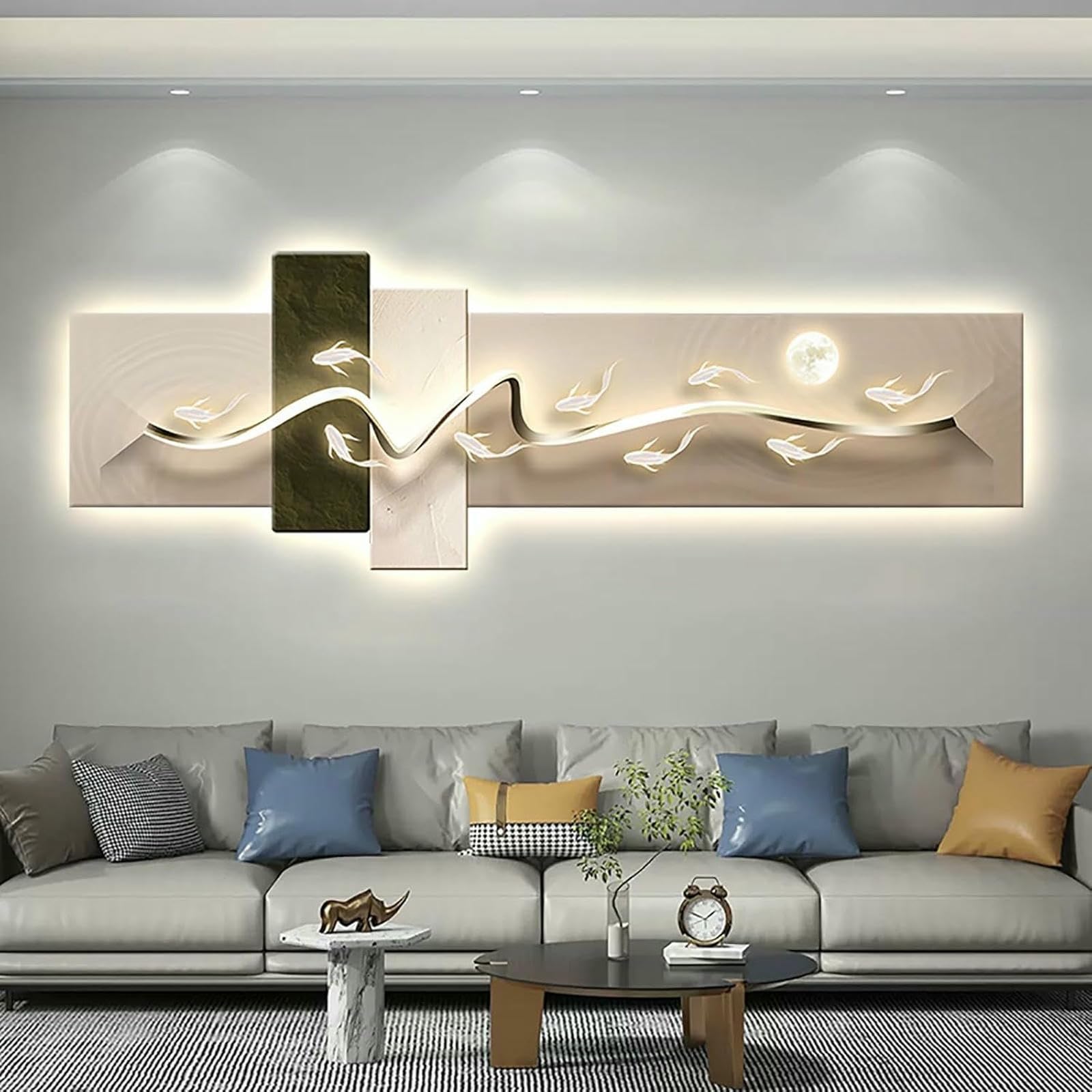 Peinture décorative LED en relief 3D de prestige pour art mural de salon