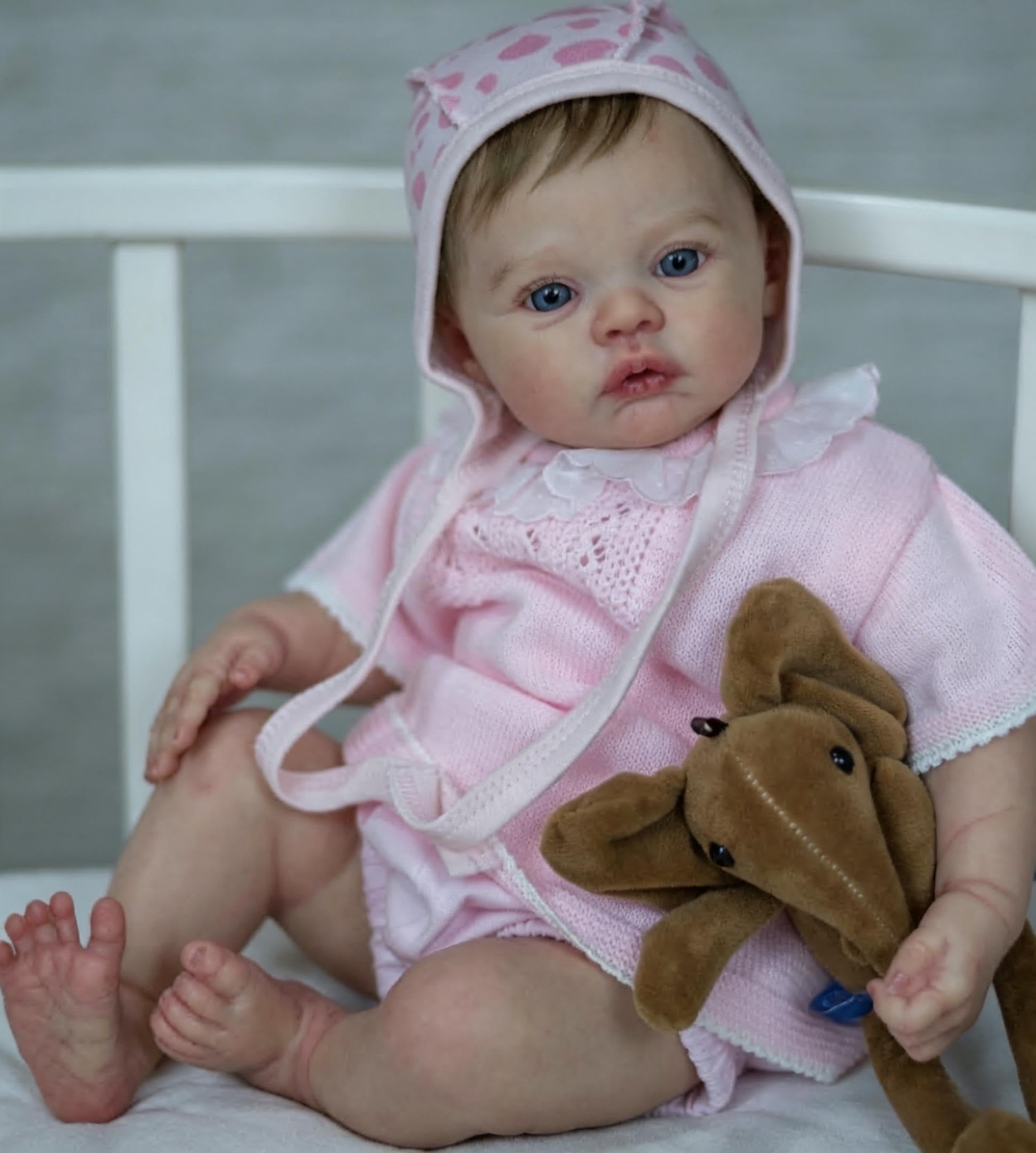 RXDOLL 45 cm w pełni silikonowy realistyczny Reborn Baby Doll Girl, realistyczne lalki noworodka, obciążony miękki winylowy korpus, prawdziwe lalki, Reborn Babies dla dzieci, urodziny, prezenty