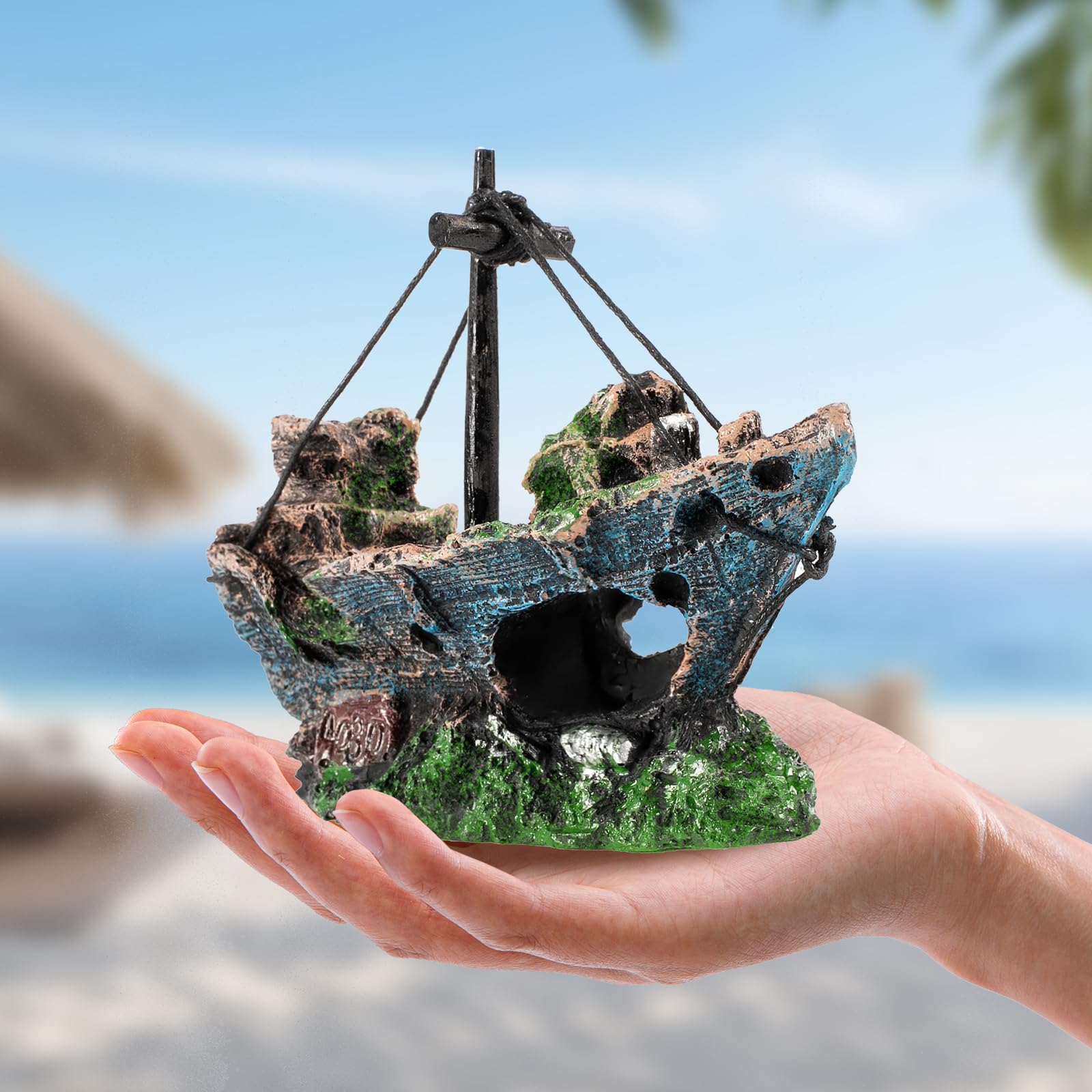 Fish Tank Shipwreck & Plants - Aquarium Decoration Set -7 Fish Tank Shipwreck & Plants - Aquarium Decoration Set -7