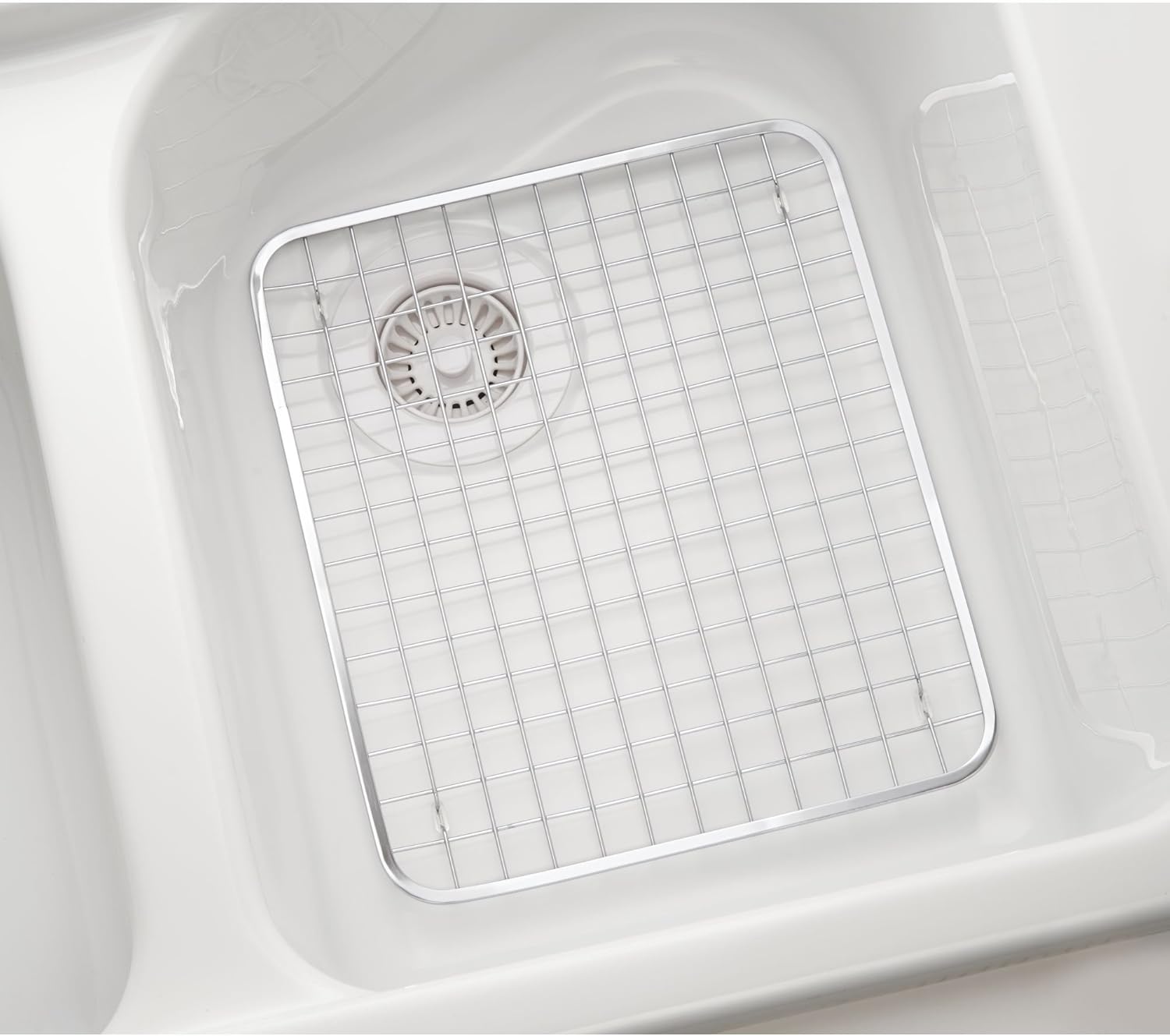 🔥 Crazy Deals iDesign Gia Metal Grid, Non-Skid Protector for Kitchen, Bathroom, Basement, Garage Sink, Set of 1, Polished