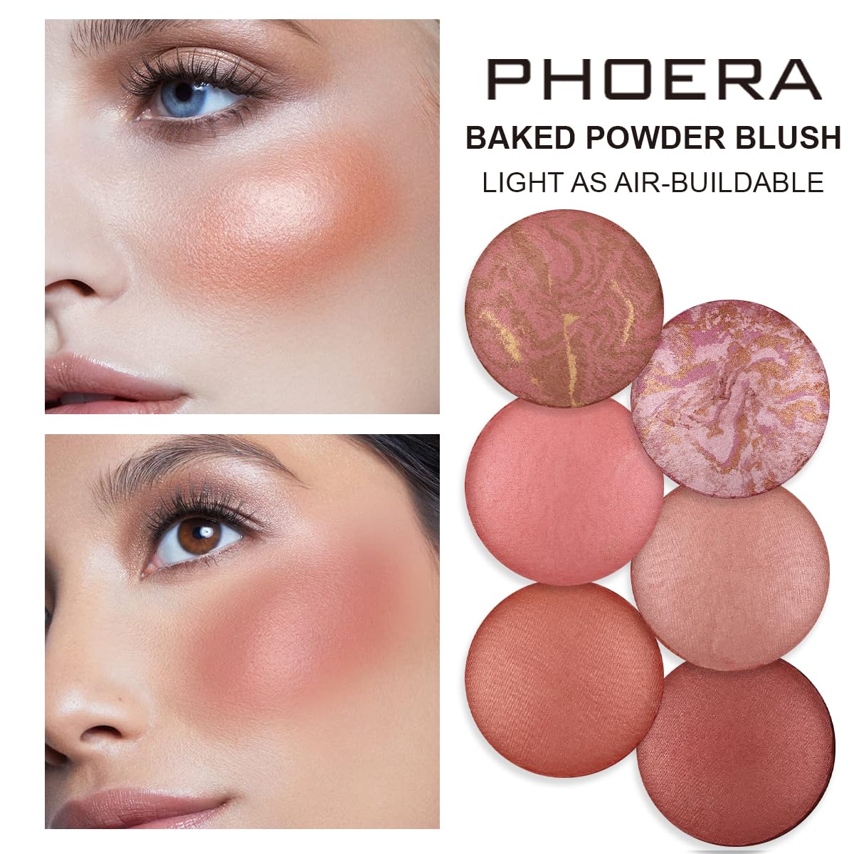 Phoera Baked Powder Blush, Richly Pigmented & Buildable - Image 4