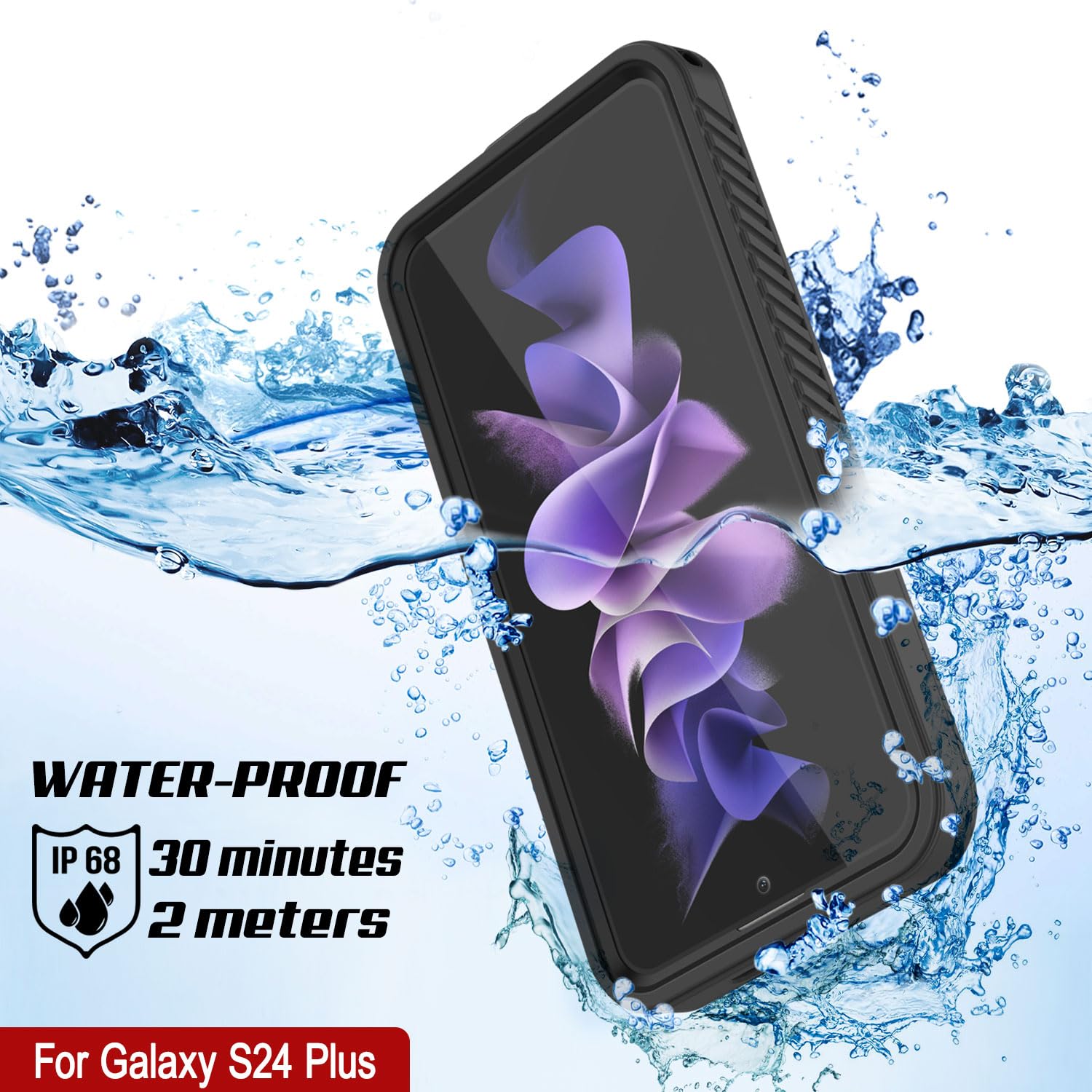 PunkCase Wodoodporne etui do Galaxy S24 Plus [Extreme Series] [Slim Fit] [Certyfikat IP68] [Odporne na wstrząsy] [Brudne] [Śnieg] Etui pancerne do Galaxy S24+ Plus 5G (17.0 cm) (2024) [Czarne]