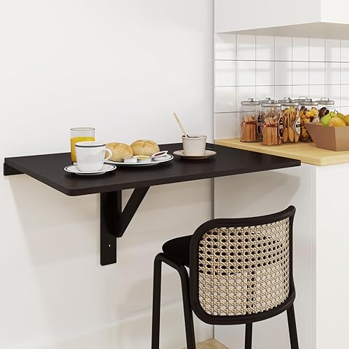 Miniatura 9 de Escritorio plegable montado en la pared, mesa plegable de hojas abatibles, escritorio flotante de madera para lavandería, mesa plegable para