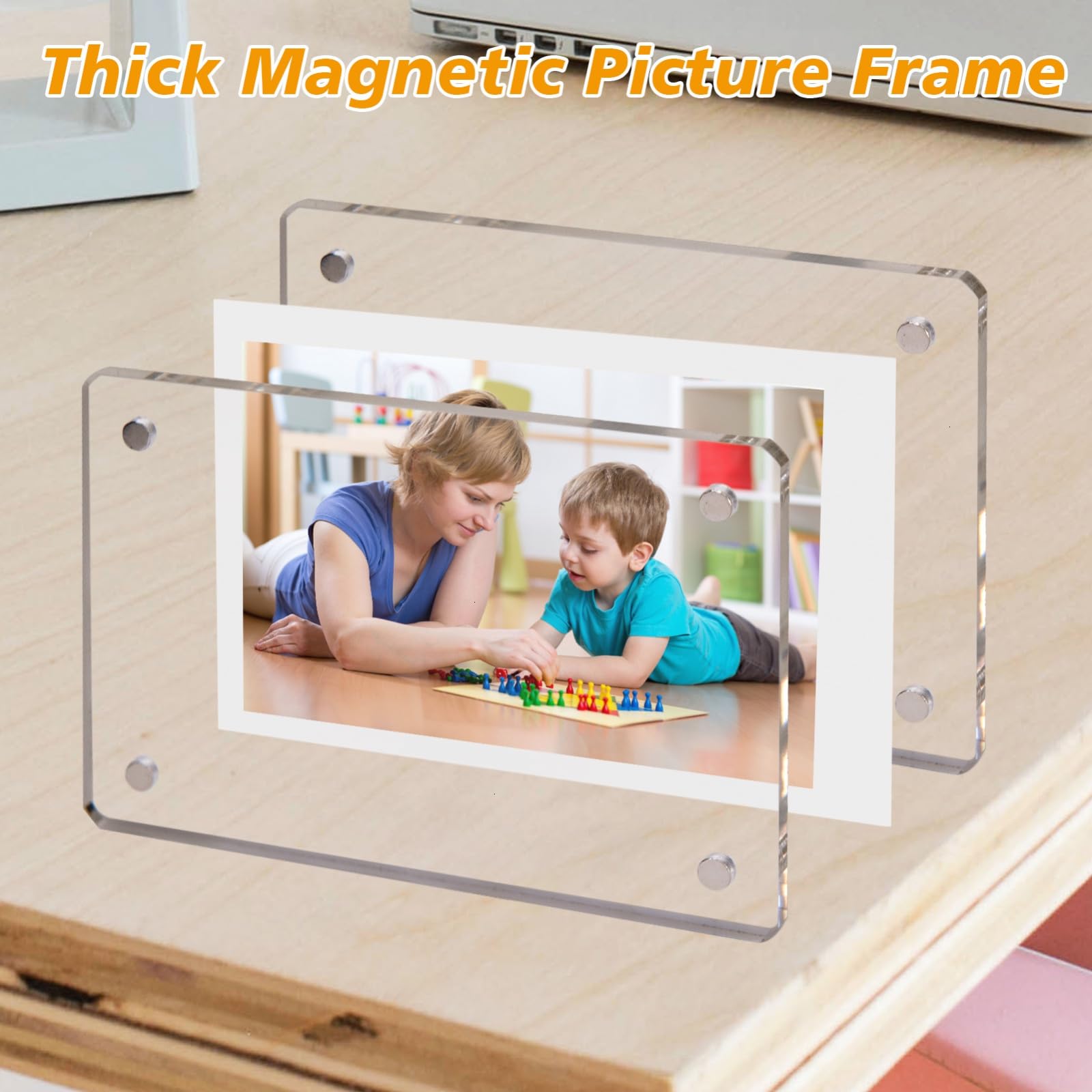 COYMOS 24 Pack Magnetic Photo Frames - Clear Acrylic Refrigerator Frames For Instax Mini Photos
