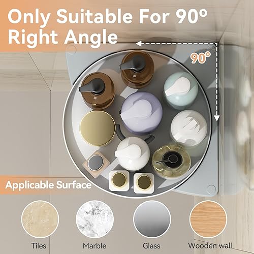 Miniatura 5 de LAMU Estante organizador de ducha con rotación de 360, 2 unidades de organizador de ducha Lazy Susan, plato giratorio para almacenamiento de baño,