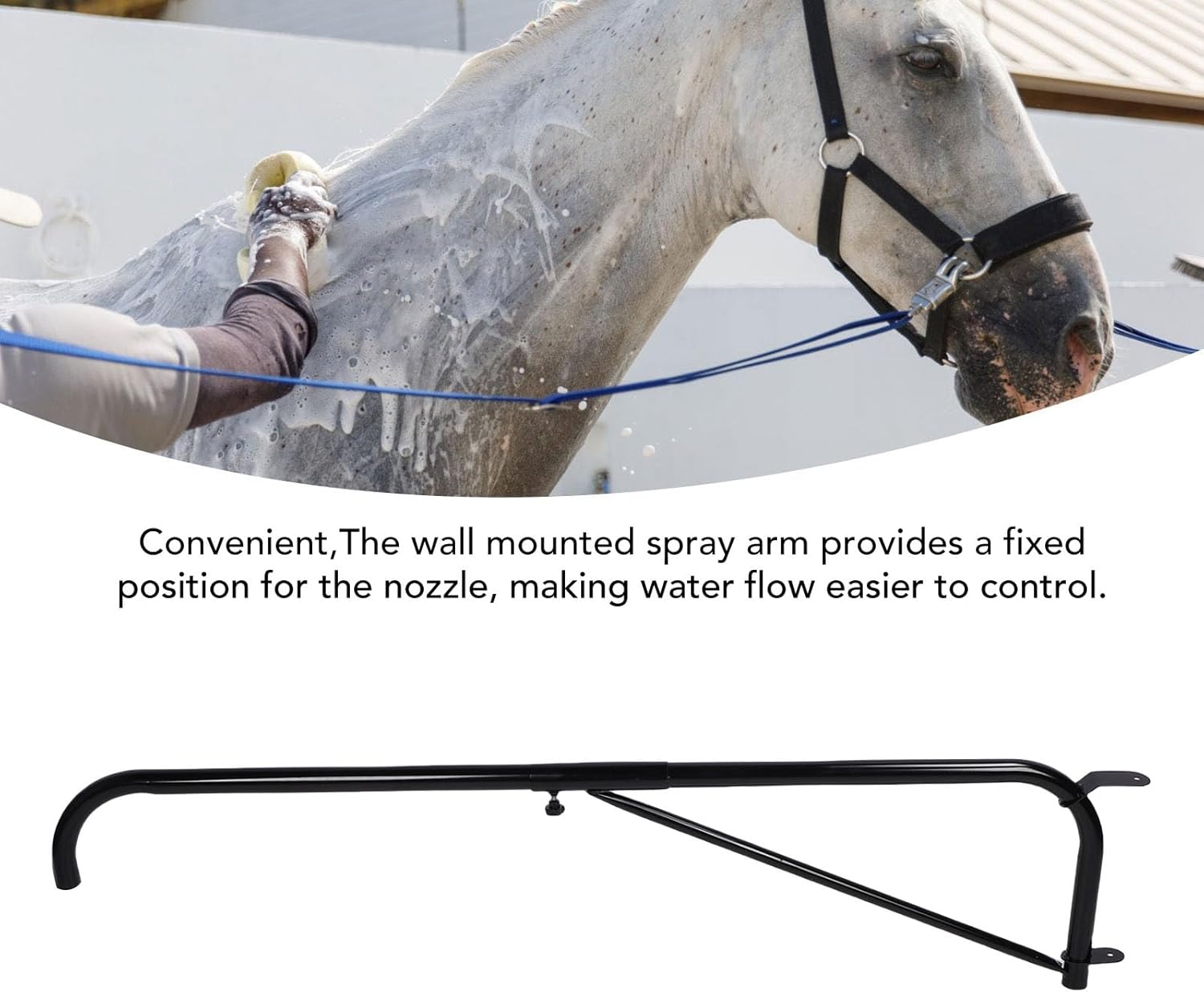 AUNMAS Swinging Arm Horse Wash Attachment, Iron Alloy Anti Tangling Trampling Wall Mounted Horse Wash Hose Boom Arm, Fits for Standard Garden Hose (Not Included)
