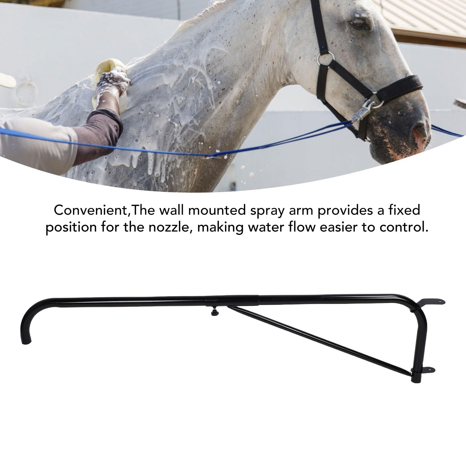 Fockety Soporte de Pared para Lavado de Caballo, Brazo Giratorio para Caballo, para Box de Lavado Equino | Brazo para manguera con control de flujo y antienredos; compatible con mangueras de jardín estándar.