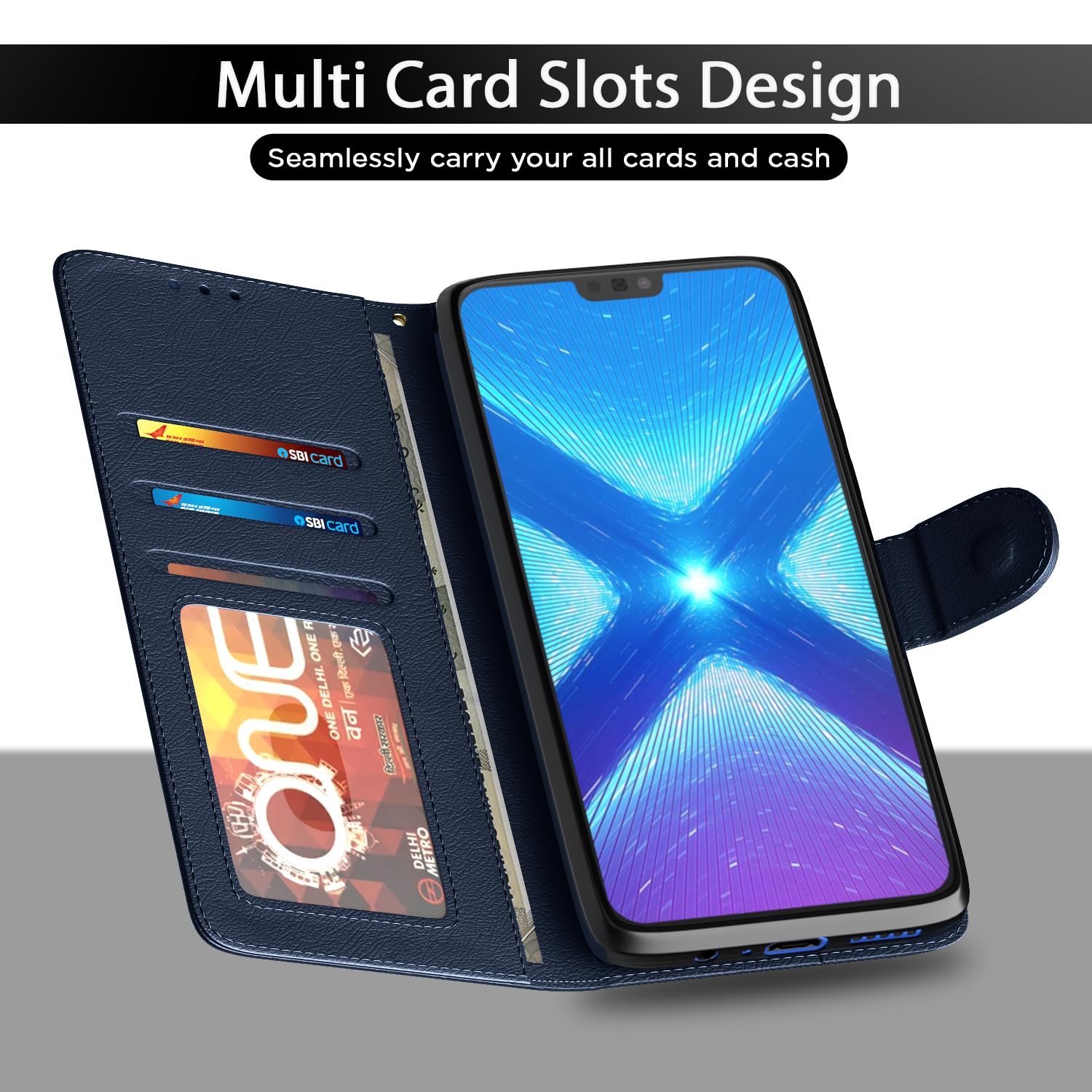 Pikkme Honor 8X Flip Case - Leather & TPU Protection -5