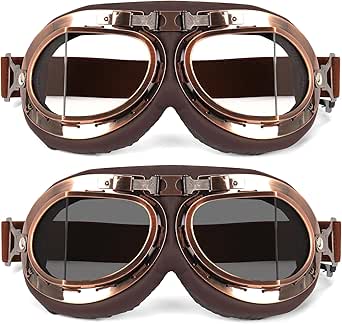Lievermo Vintage Helmet Goggles 2 Pack for Motorcycle and Outdoor Activities
