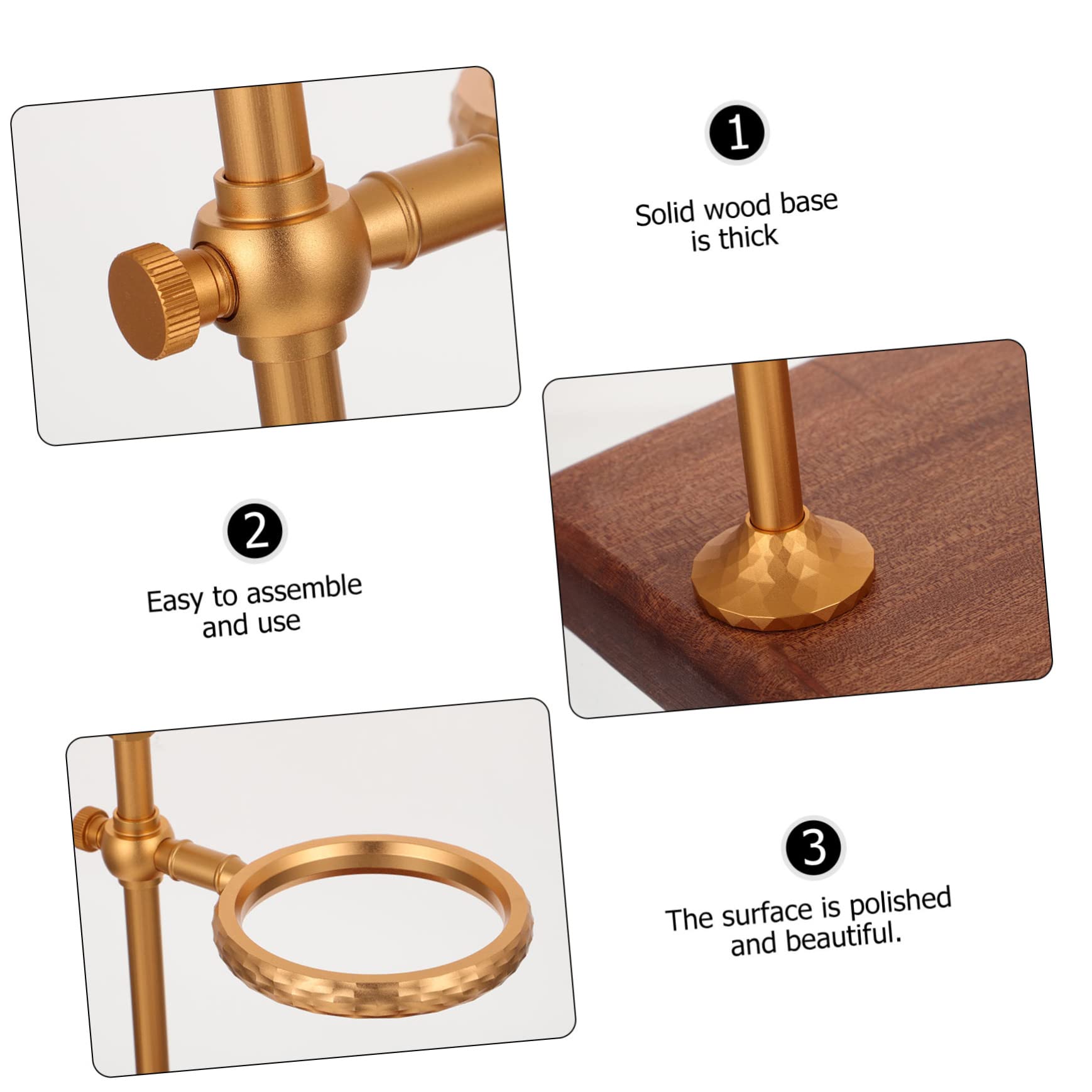 DOITOOL Madera Soporte de Aluminio Filtro Aleación Café Maciza y Ajustable, y Base Estable para Uso en Hogar