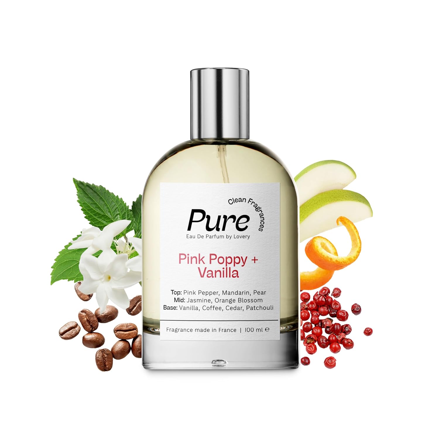 LOVERY Pure Pink Poppy & Vanilla Perfume for Women, 100ml Clean Fragrance Perfumes for Womens, Long Lasting Vegan, Clean & Natural Ingredients, Birthday Gifts for Mom, Wife Girlfriend, France - Image 4