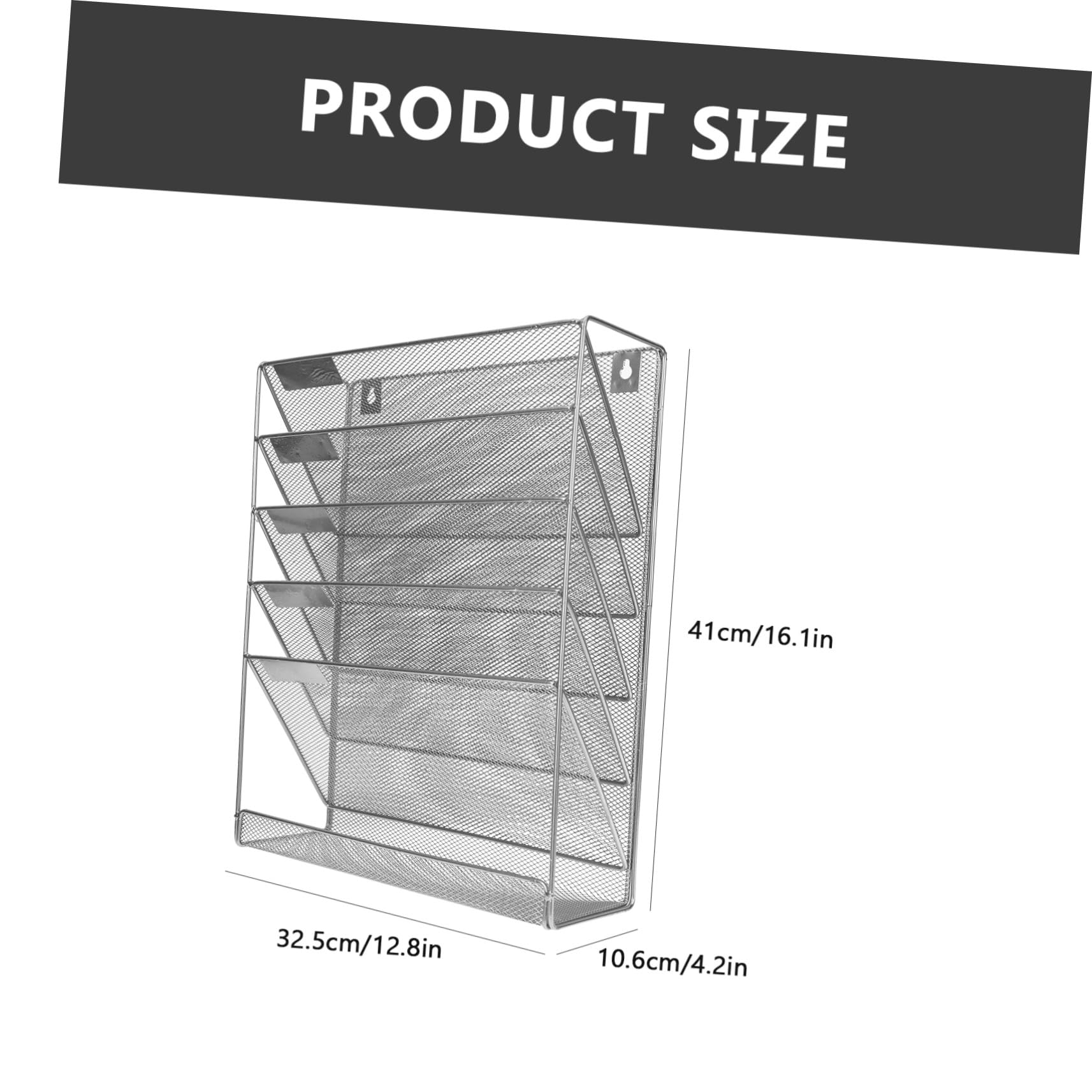 Wall-mounted Multi-layer File Organizer Metal Rack Document Holder for Home Office Storage