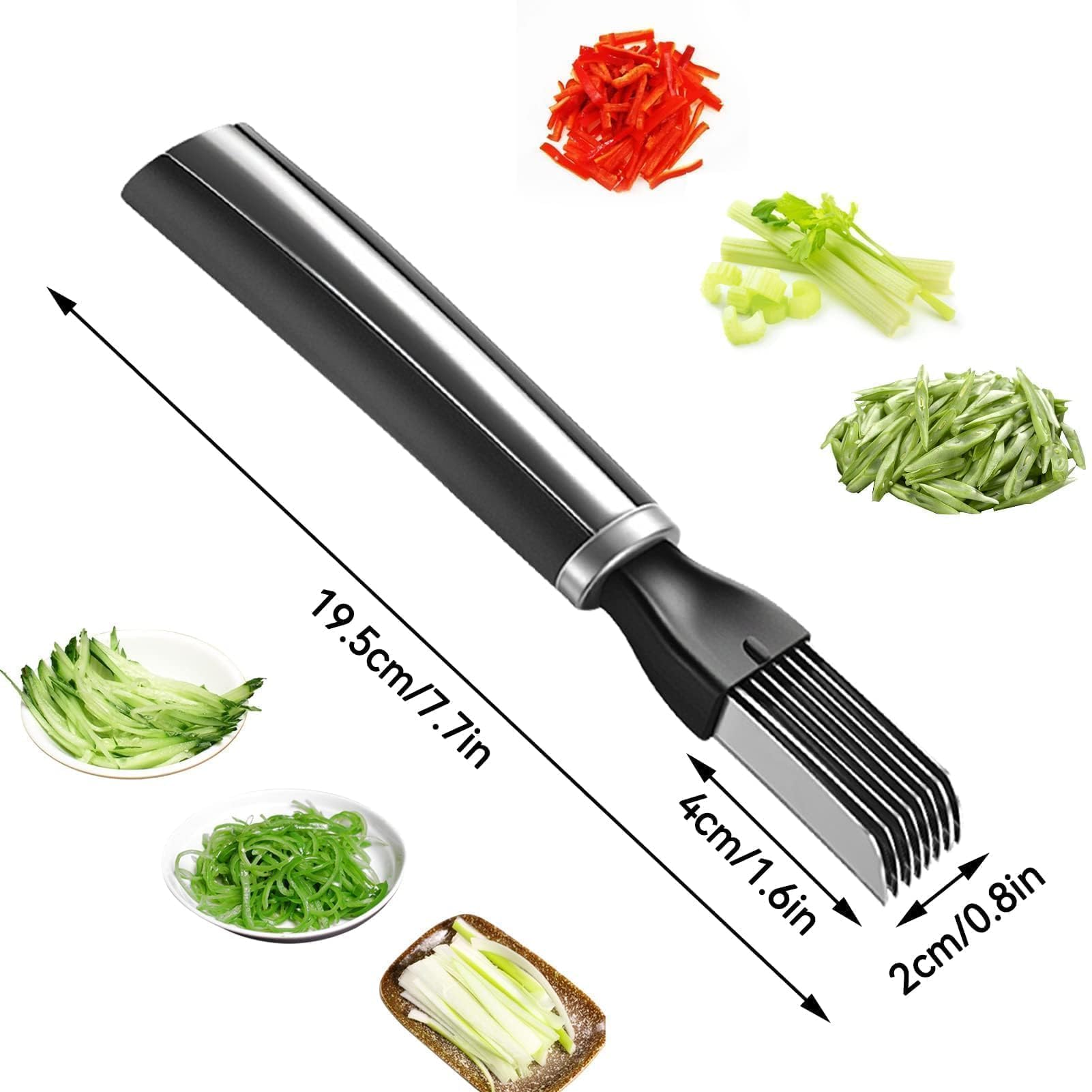 JINGIHE 3-teiliges Zwiebel- & Gemüseschneider-Set – Edelstahlklingen Mit Sicherheitsabdeckung (je 15,8 Cm)