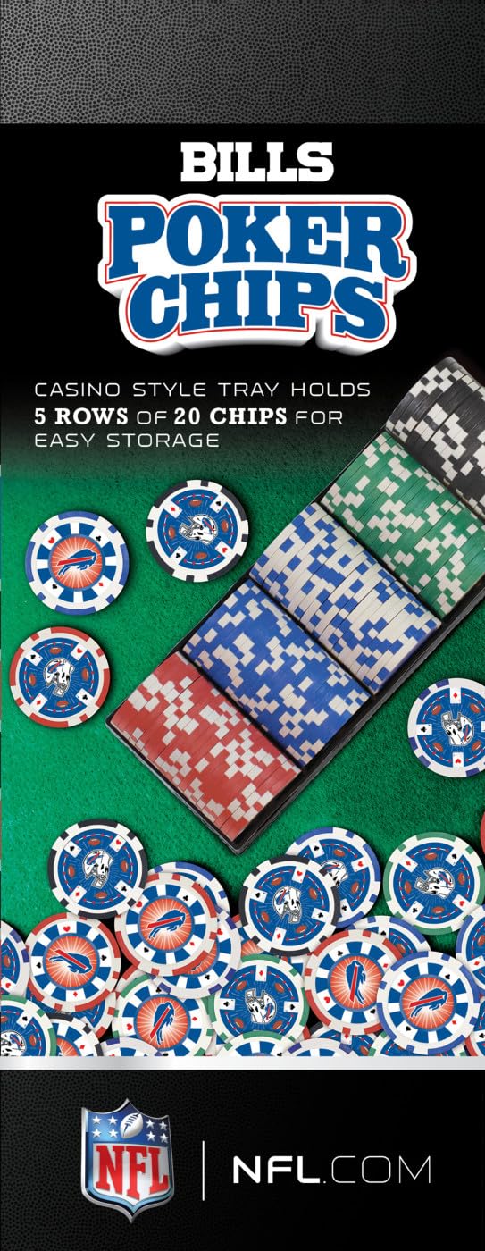 MasterPieces NFL Buffalo Bills - 100 jetons de poker - Couleurs de l'équipe - Taille unique (BUB3120)