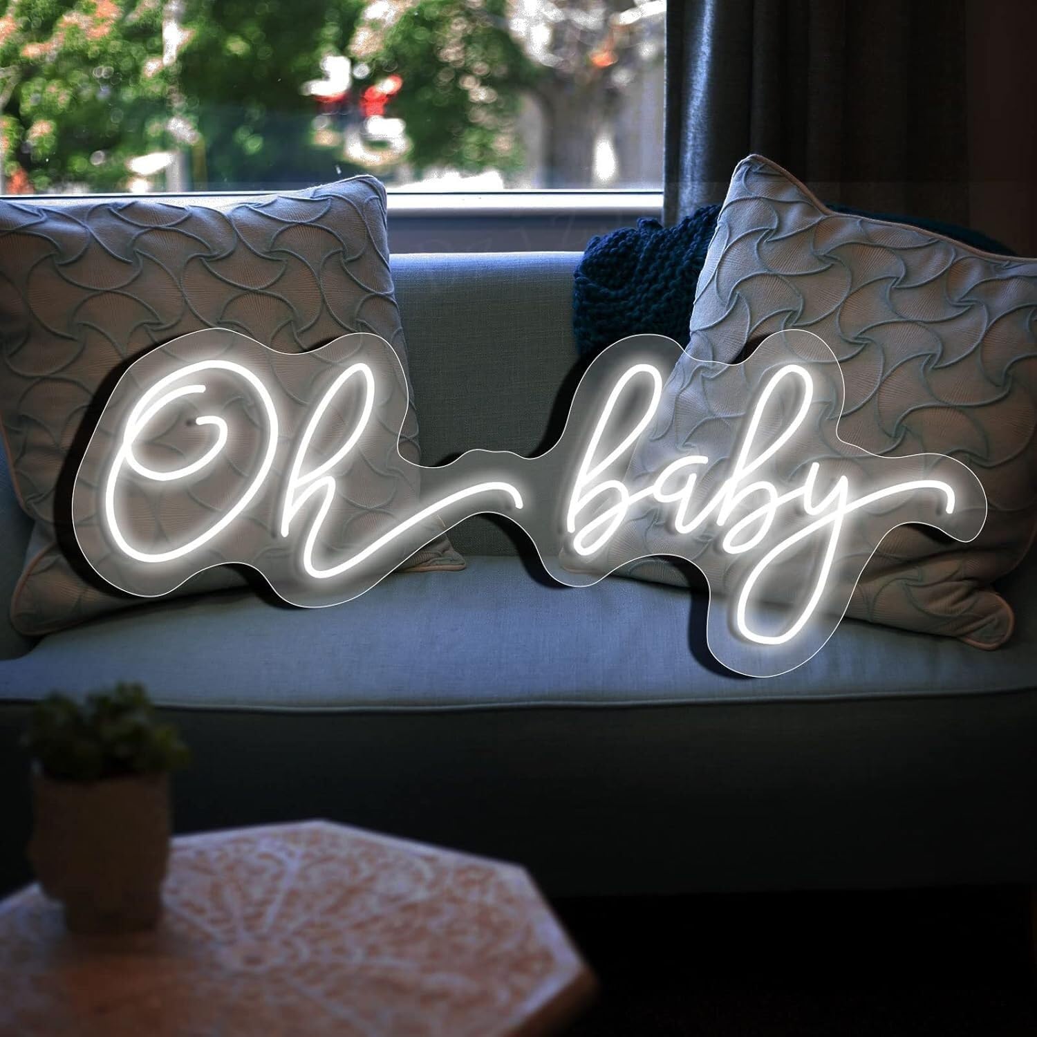 WaiDXn LED Neon Light Sign Oh Baby Neon Signs Lights for Bar Decor Home Room Store Wall Decoration(White,66x26cm)