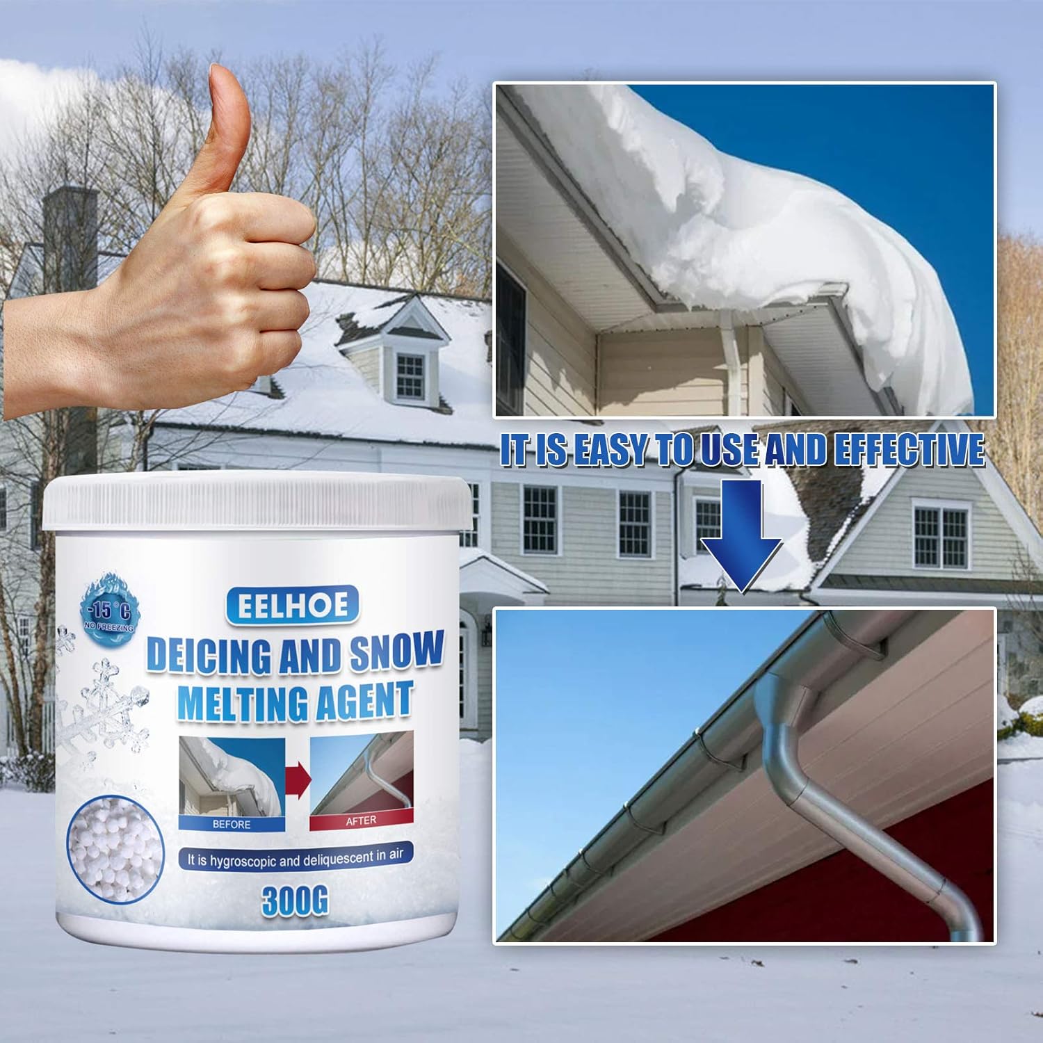 Review Happystar 100g/300g Ice Melt Salt Deicer, Safe Snow & Ice Melt Pellets, Ice Safe Thaw