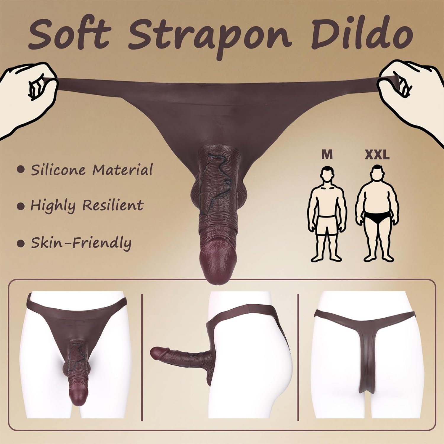 Realistic Strap On Dildo for Men, Strap On Penis Silicone Hollow Dildo Thong, Penis Sleeve Sex Harness Strapon Sex Toy for Men Couple