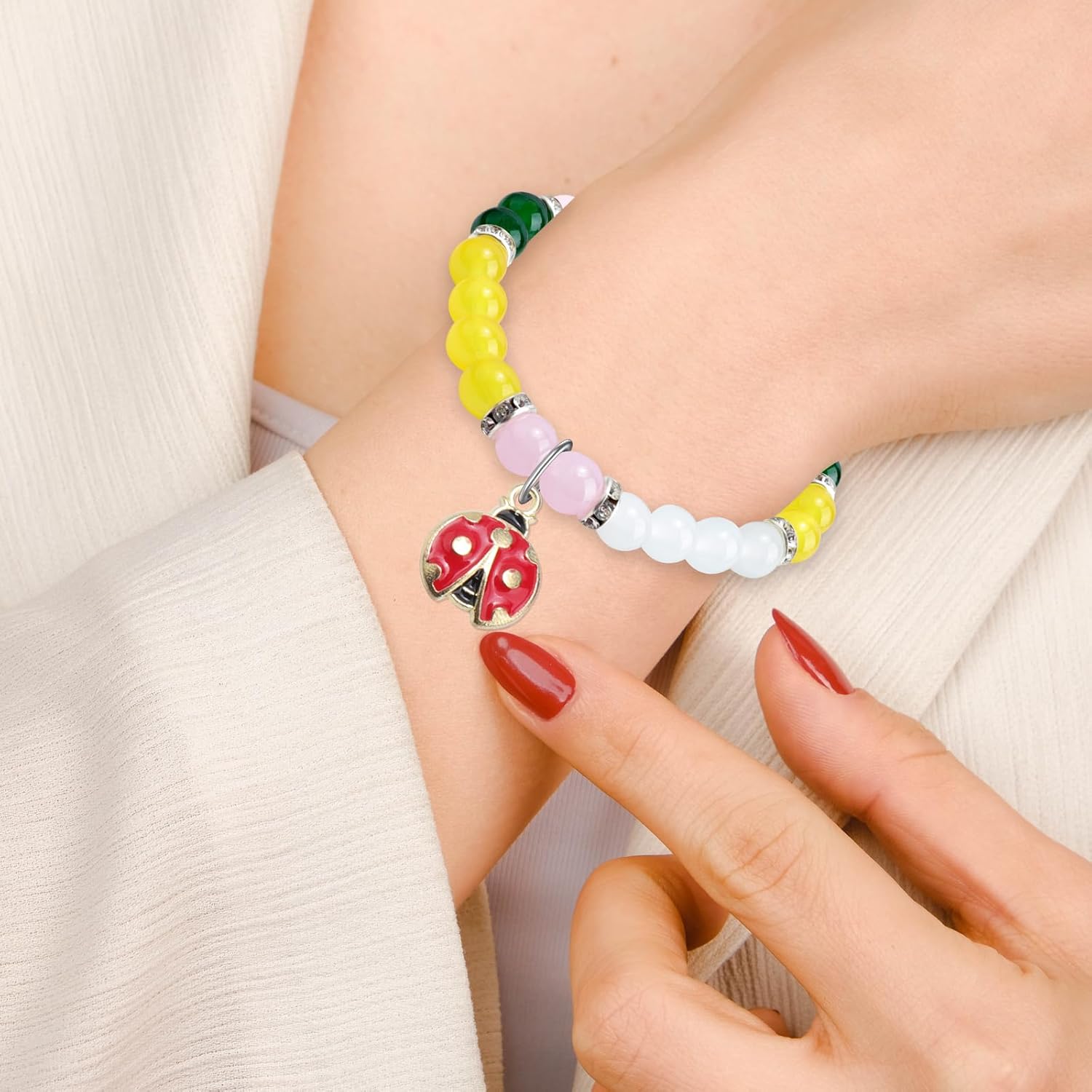 Ladybug Lover Gifts Bracelet Ladybug Inspirational Retirement Gifts for Best Friend Women 2026 Coworker Leaving Farewell Going Away Goodbye Gift for Coworker Beaded Bracelet with Massage Card - Image 6