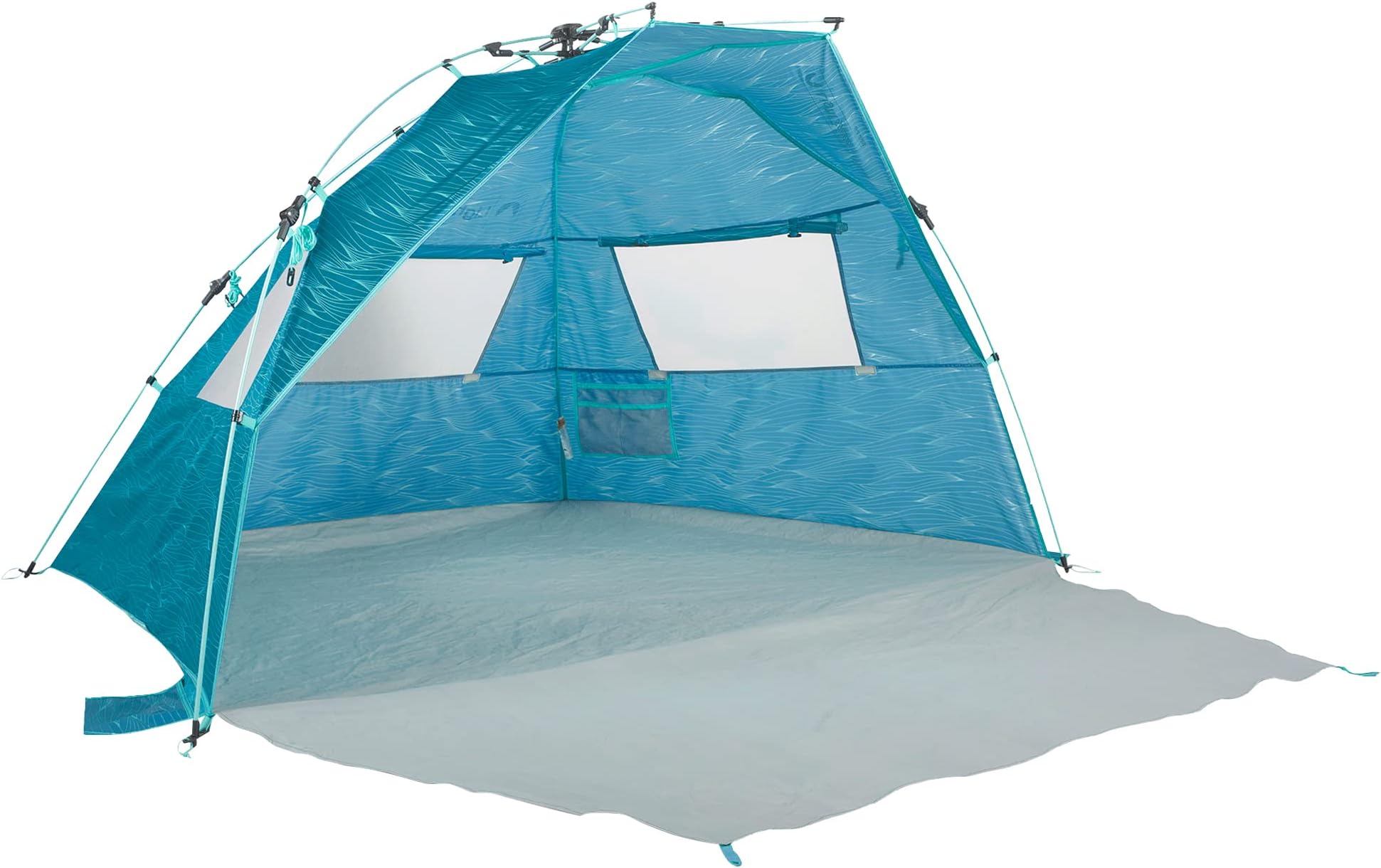 Lightspeed Outdoors Quick Cabana Beach Tent Sun Shelter | Pop Up Tent with Porch Space | Compression Hub System for Quick Setup | Fits 2-3 Adults, Kids or Pets | Blue Wave